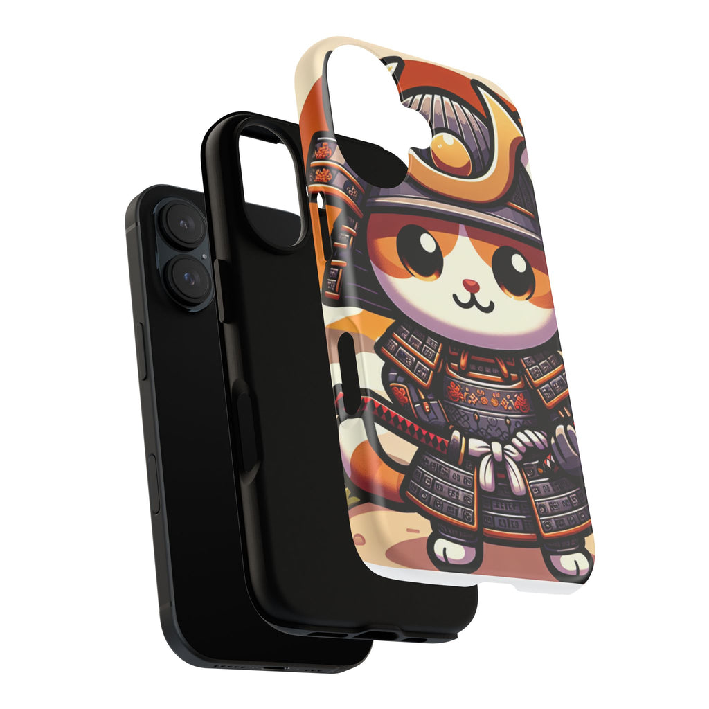 Cute Cat Samurai Phone Case, Kawaii Armor Phone Cover, Unique Pet Gift, Animal Lover Accessory, Fun Tech Protection