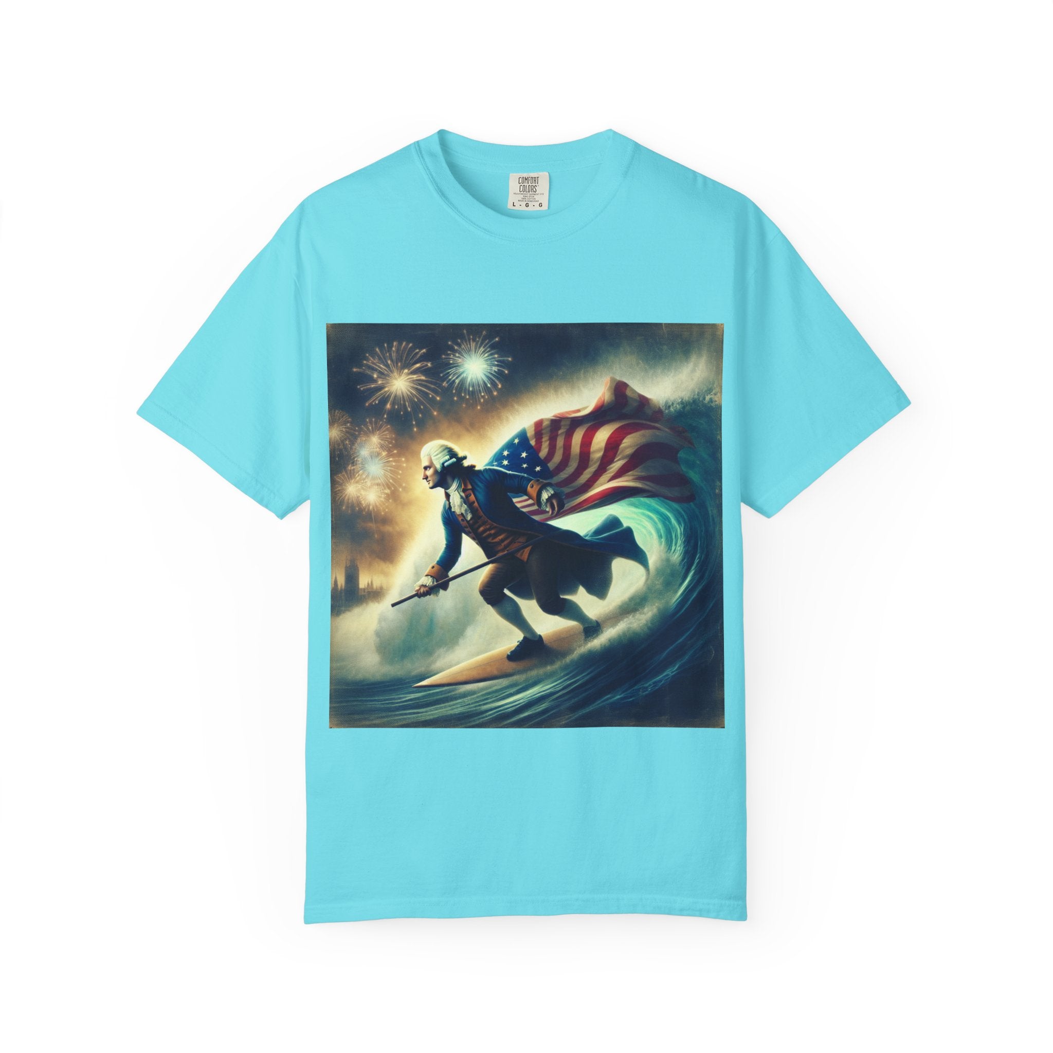 Patriotic Surfing T-Shirt, 4th of July Tee, Unisex Casual Shirt, Gift for Surfers, Independence Day Apparel