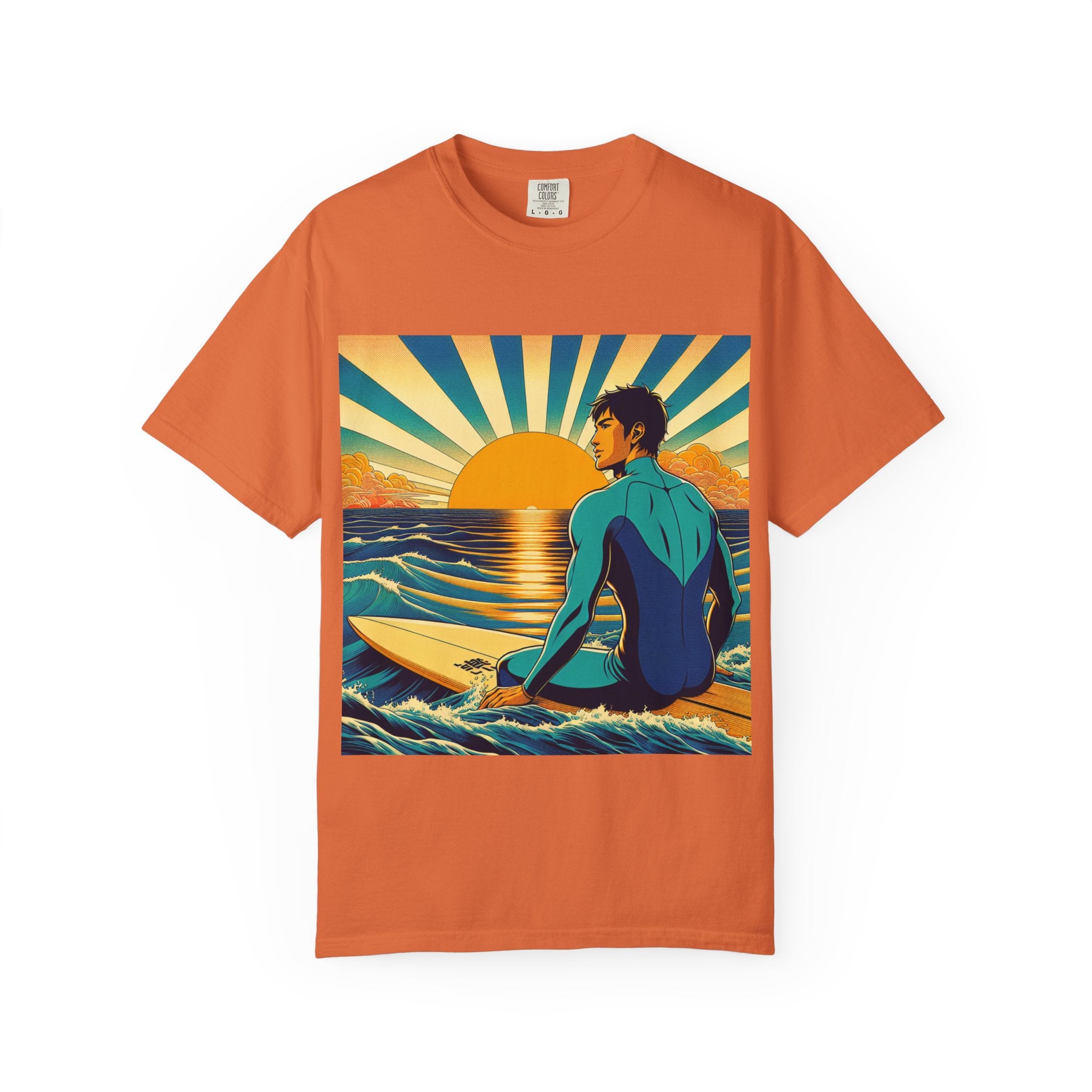 Sunset Surf Unisex T-Shirt, Beachwear, Summer Style, Ocean Lover Gift, Cool Casual Tee, Surfing Enthusiast Apparel
