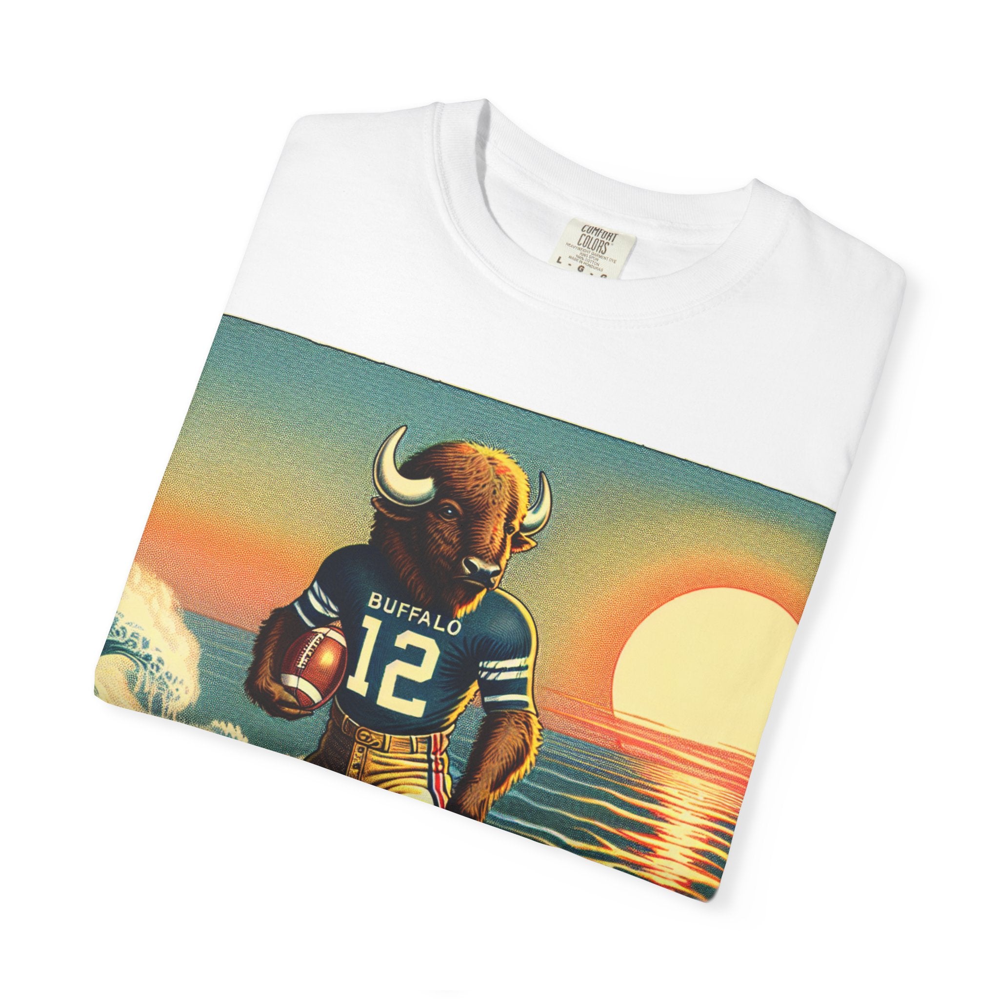 Surfing Buffalo Graphic Tee, Vintage Hipster Shirt, Casual Summer Apparel, Gift for Sports Fans, Unisex T-Shirt
