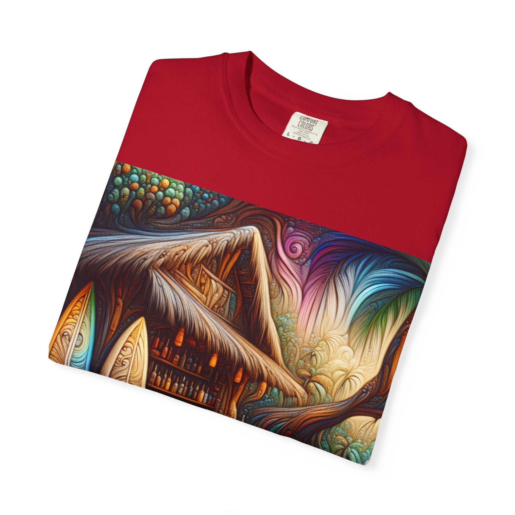 Tropical Vibe T-Shirt, Surf House Art Tee, Beach Lover's Unisex T-Shirt, Summer Apparel, Vacation Mood Shirt