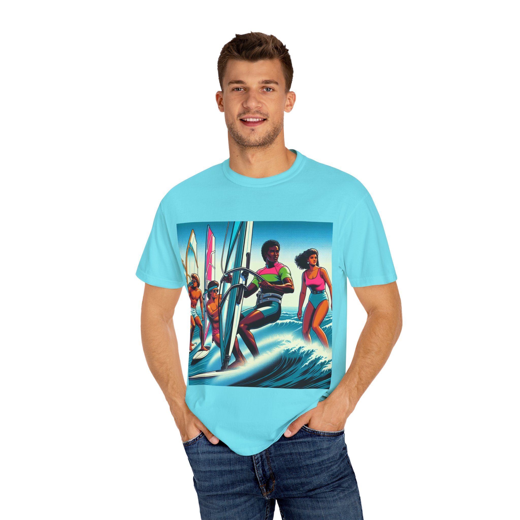 Surf Vibes T-Shirt, Unisex Garment-Dyed Tee, Beachwear for Surf Lovers, Summer Casual Wear, Gift for Surfers
