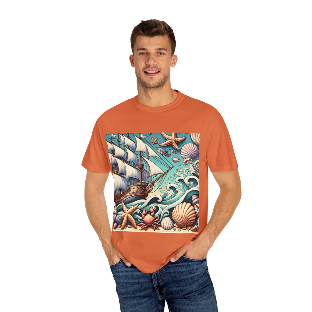 Nautical Adventure T-Shirt - Relaxed Fit, Beach Lover's Gift, Ocean Theme, Vacation Wear, Summer Style, Graphic Tee