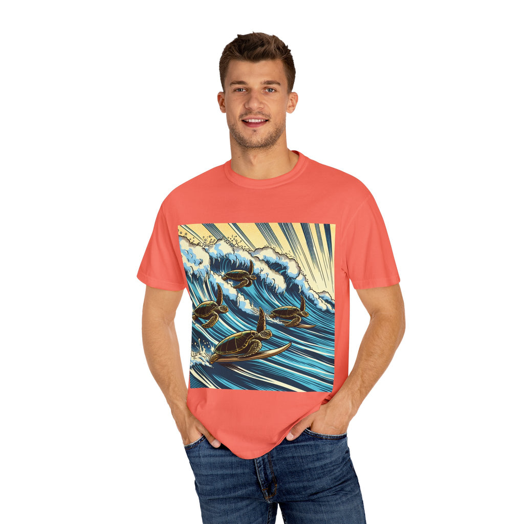 Ocean Wave T-Shirt with Sea Turtles, Eco-Friendly Apparel, Beach Lover Gift, Unisex Casual Wear, Summer Vibes Shirt, Gift for Ocean Lovers