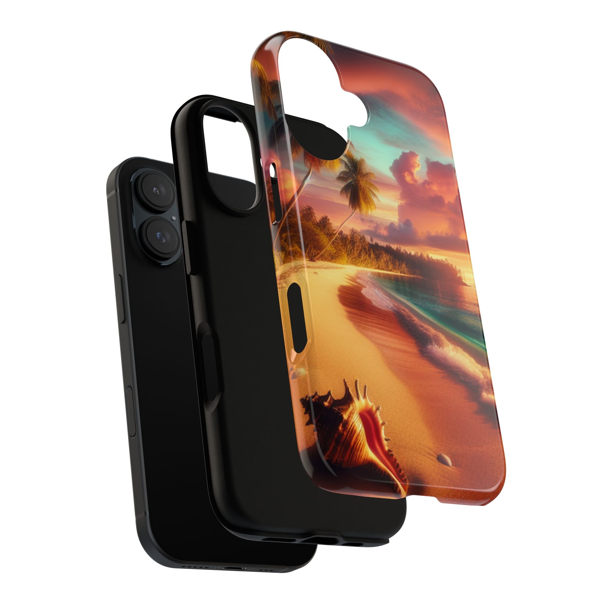 Tough Cases Beach Sunset Phone Case, Tropical Vibe, Gift for Vacation Lovers, Summer Accessory, Shell Design Decor