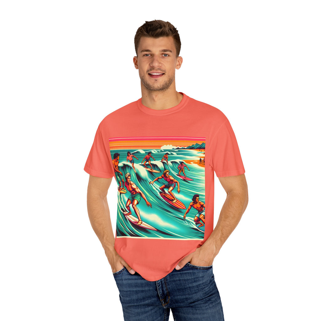 Retro Surfing T-Shirt, Cool Beachwear, Summer Gift, Unisex Casual Tee, Surfer Style Apparel, Vintage Wave Art Shirt