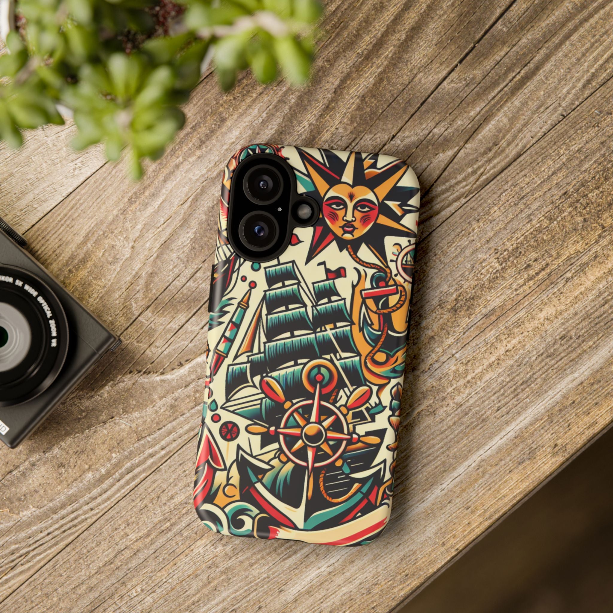 Tattoo-Inspired Phone Case - Nautical Adventure Design, Unique Gift, Sailor Style, Sea Lover Accessory, Artistic Protection