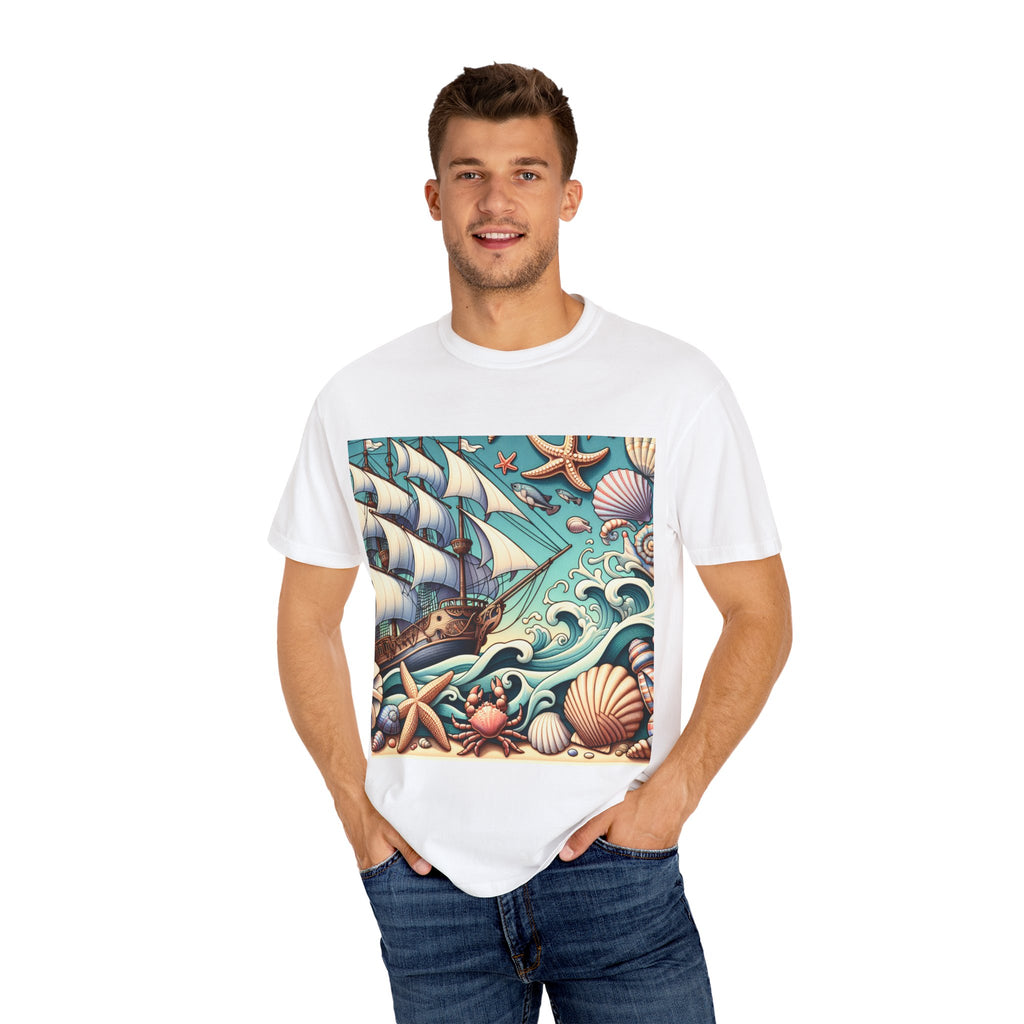 Nautical Adventure T-Shirt - Relaxed Fit, Beach Lover's Gift, Ocean Theme, Vacation Wear, Summer Style, Graphic Tee