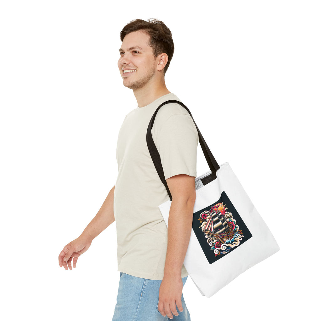 Pirate Ship Tote Bag, Nautical Tote for Adventurers, Eco-Friendly Shopper, Unique Gift for Travelers, Stylish Beach Bag