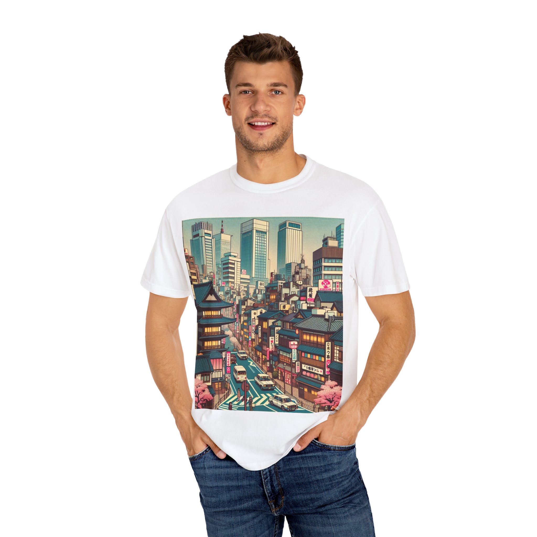 Urban Landscape Graphic T-Shirt | Street Art Tee, Casual Wear, Gift for Travelers, Relaxed Fit, Unique Cityscape Design
