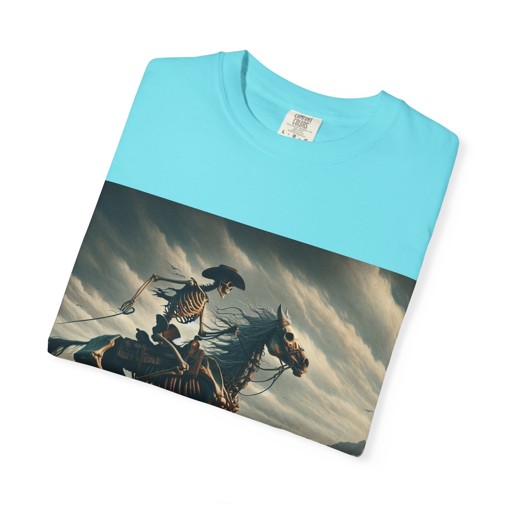 Skeleton Horse Rider T-Shirt, Unisex Graphic Tee for Halloween, Gift for Animal Lovers, Casual Wear, Vintage Style Apparel