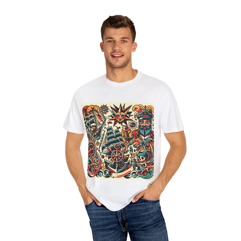 Nautical Adventure T-Shirt | Pirate Art Tee, Unisex Graphic Shirt, Summer Casual Wear, Gift for Sailors, Bold Streetwear