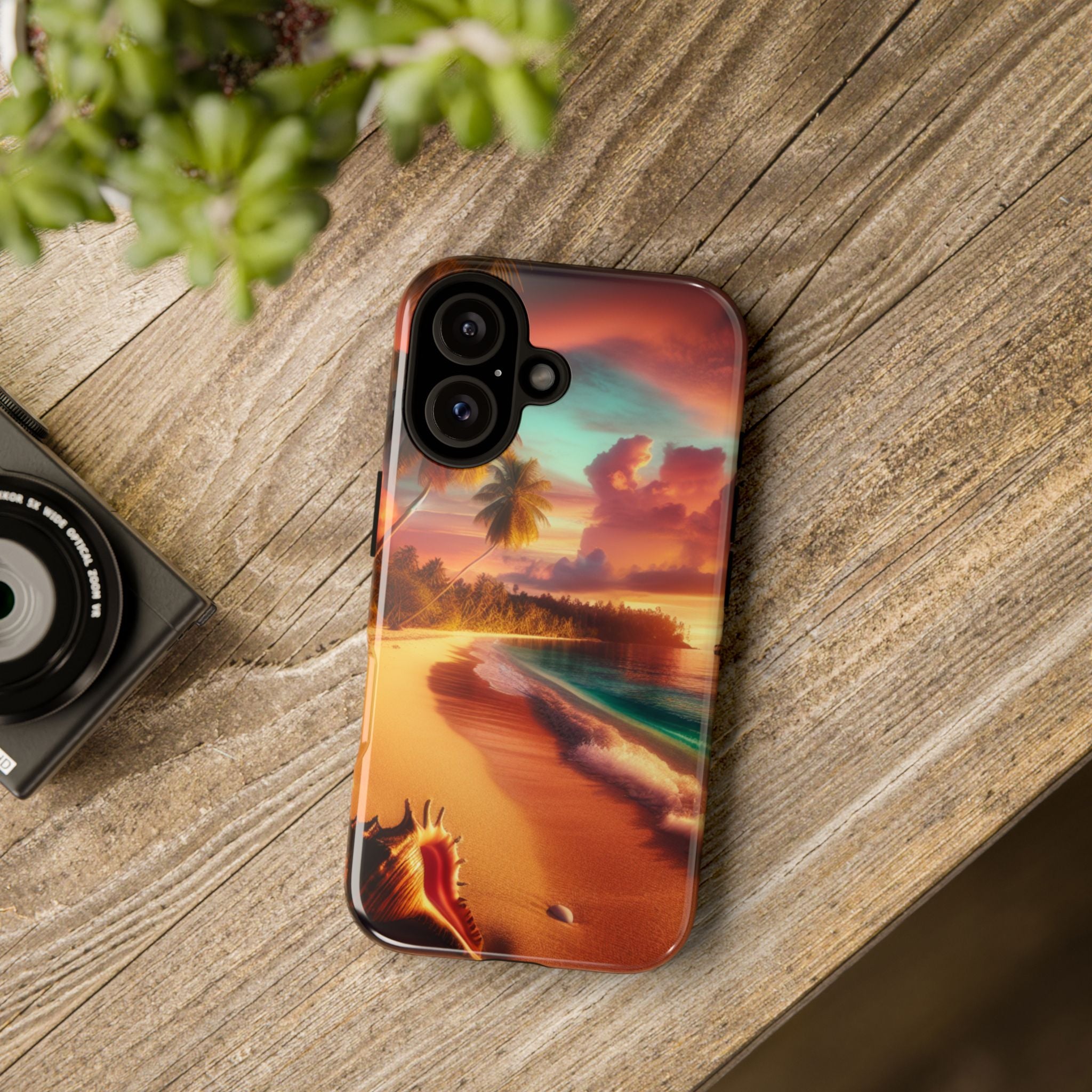 Tough Cases Beach Sunset Phone Case, Tropical Vibe, Gift for Vacation Lovers, Summer Accessory, Shell Design Decor