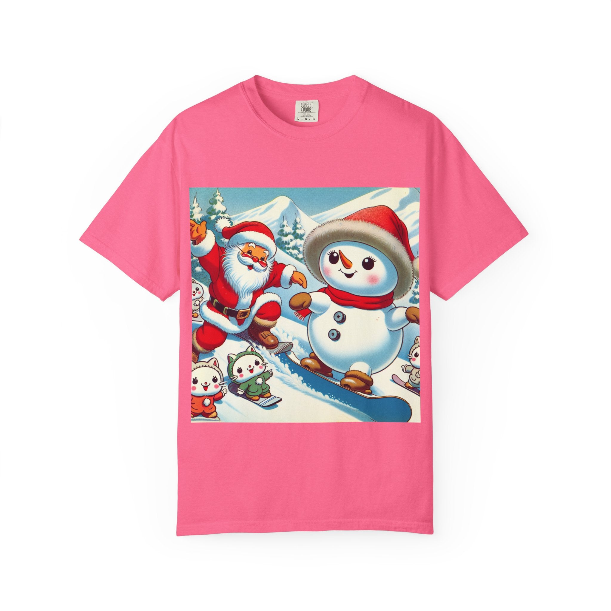 Festive Holiday T-shirt - Santa and Snowman Graphic, Christmas Gift, Unisex Tee, Winter Wear, Cute Christmas Shirt