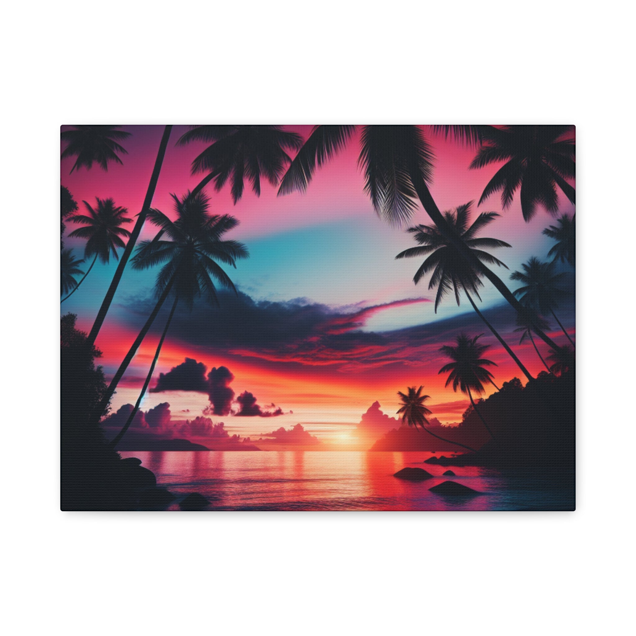 Tropical Sunset Wall Art Canvas, Colorful Beach Decor, Home Decoration, Gift for Art Lovers, Summer Vibe