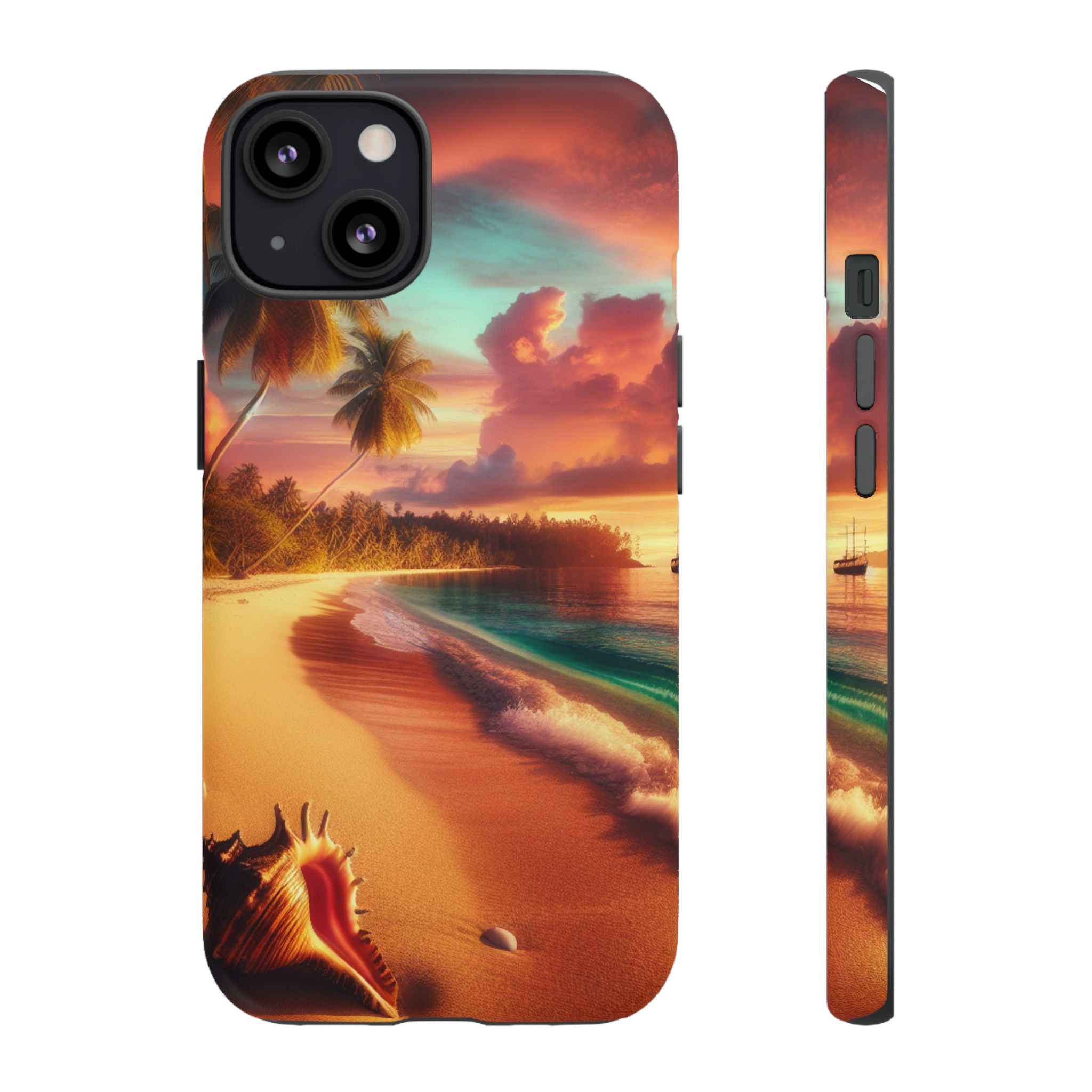 Tough Cases Beach Sunset Phone Case, Tropical Vibe, Gift for Vacation Lovers, Summer Accessory, Shell Design Decor