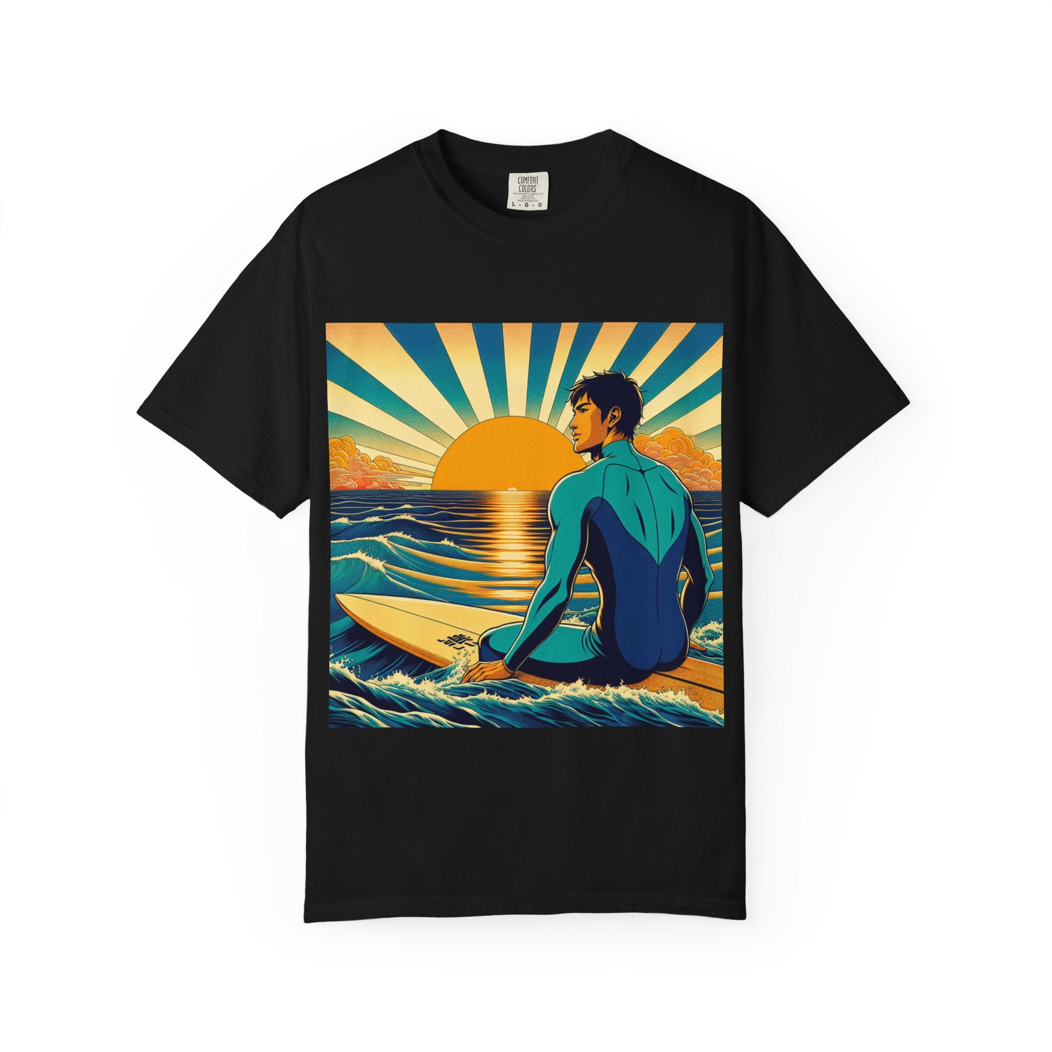 Sunset Surf Unisex T-Shirt, Beachwear, Summer Style, Ocean Lover Gift, Cool Casual Tee, Surfing Enthusiast Apparel
