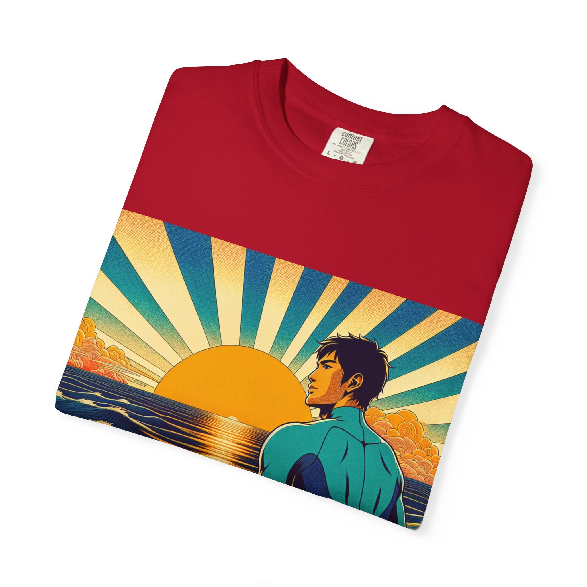 Sunset Surf Unisex T-Shirt, Beachwear, Summer Style, Ocean Lover Gift, Cool Casual Tee, Surfing Enthusiast Apparel