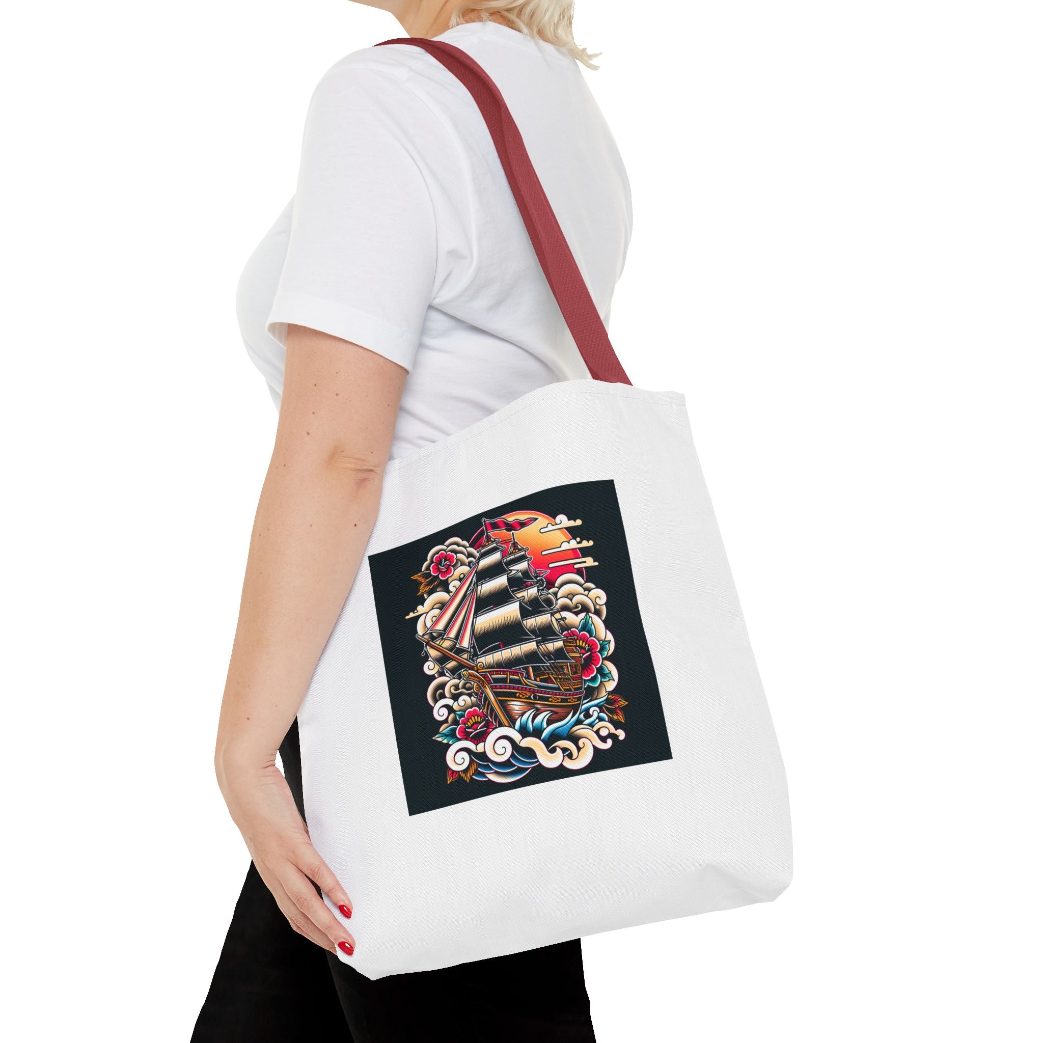 Pirate Ship Tote Bag, Nautical Tote for Adventurers, Eco-Friendly Shopper, Unique Gift for Travelers, Stylish Beach Bag