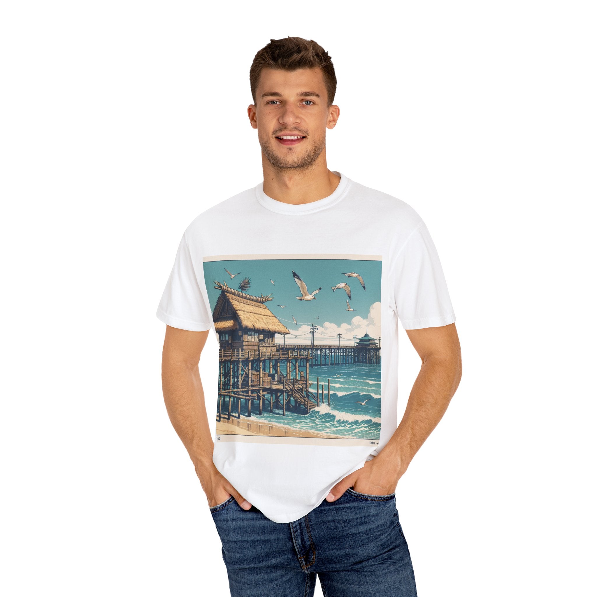 Beach-Inspired Unisex T-shirt, Relaxed Tee, Casual Summer Wear, Ocean Artwork, Vacation Essentials, Gift for Nature Lovers