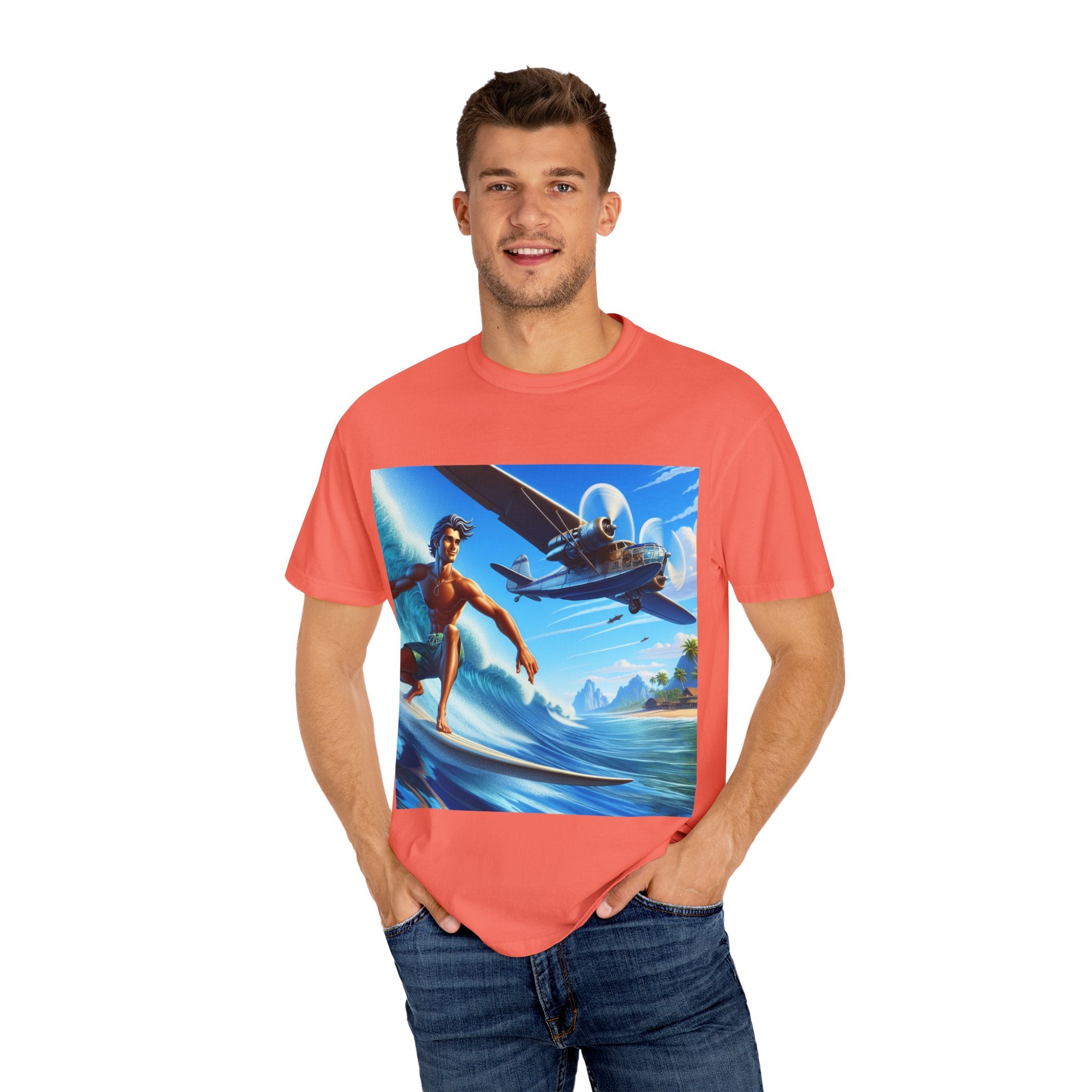 Surf Adventure Unisex T-Shirt, Perfect for Beach Lovers, Vacation Tees, Summer Apparel, Gift for Surfers and Travelers
