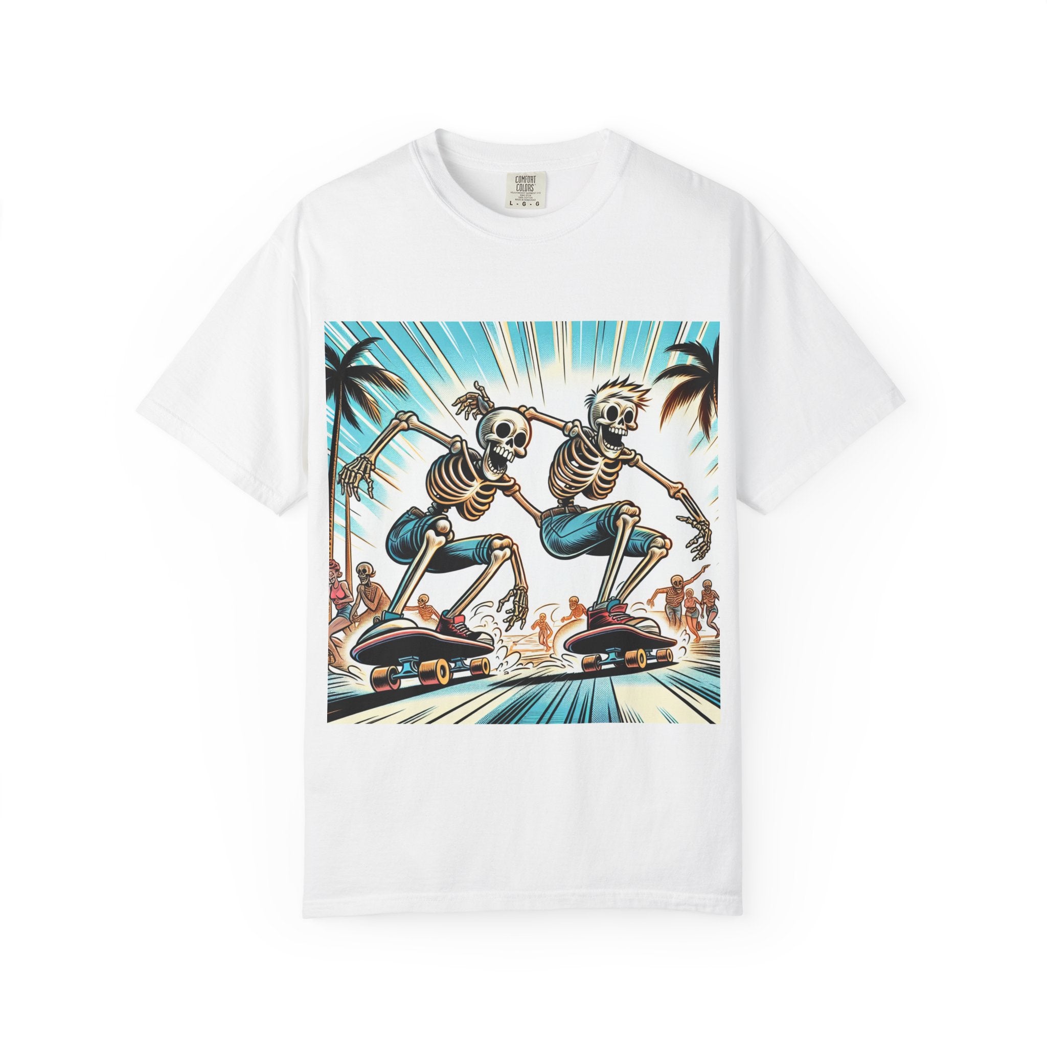 Skateboarding Skeletons T-shirt | Cool Graphic Tee for Summer, Vintage Vibe, Unisex Fashion, Beach Wear, Gift for Him/Her
