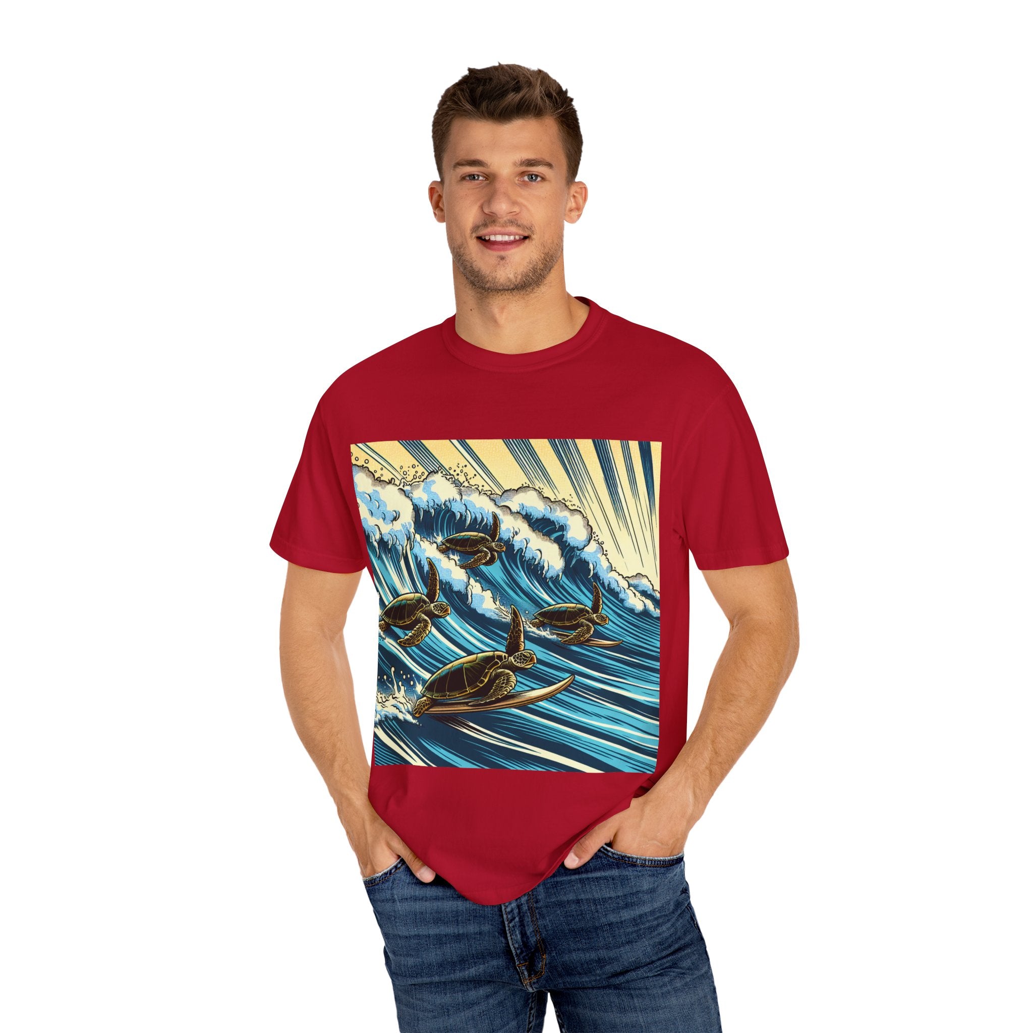 Ocean Wave T-Shirt with Sea Turtles, Eco-Friendly Apparel, Beach Lover Gift, Unisex Casual Wear, Summer Vibes Shirt, Gift for Ocean Lovers