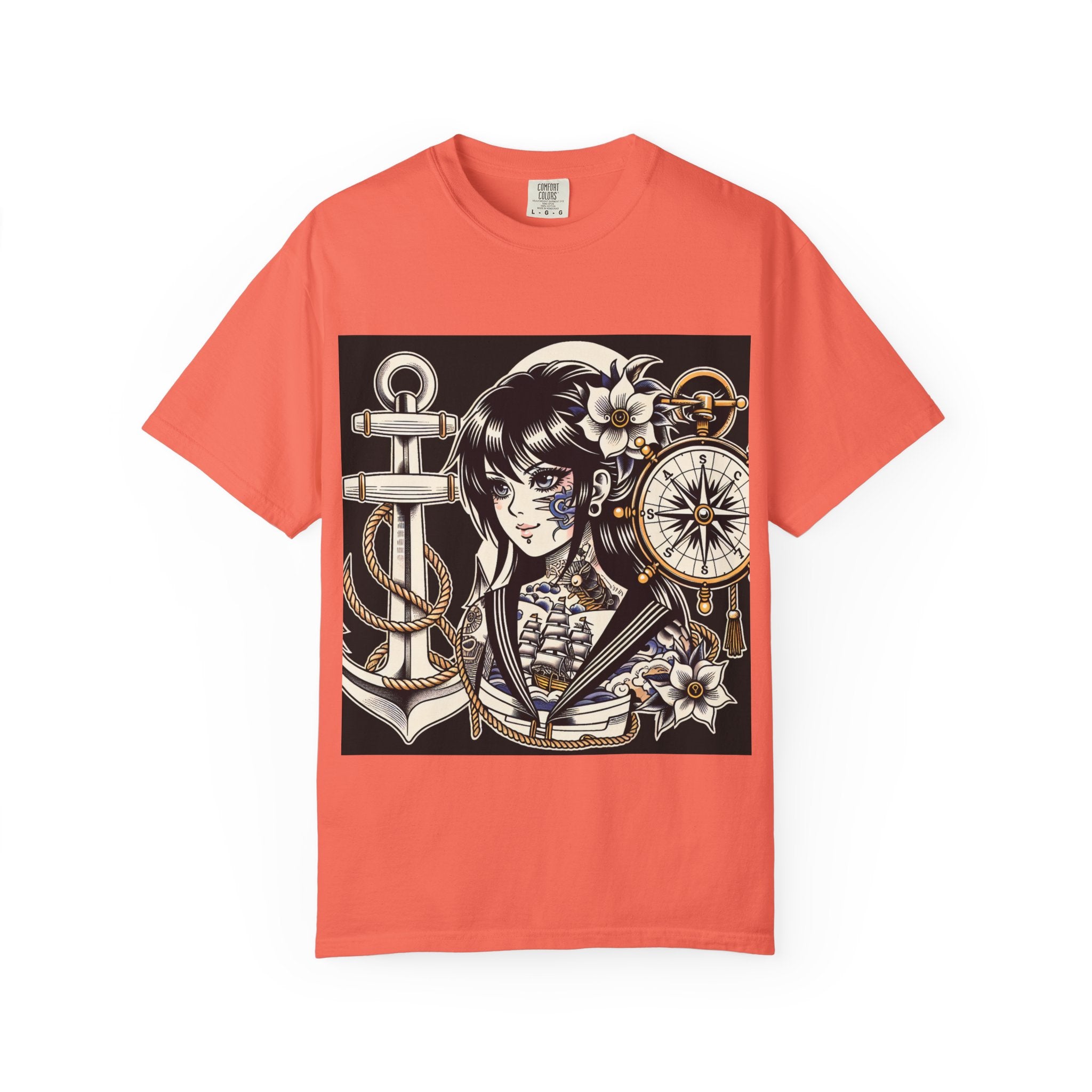 Stylish Unisex Garment-Dyed T-Shirt with Retro Floral Design, Graphic Tee for Festivals, Casual Wear, Gift for Art Lovers, Streetwear