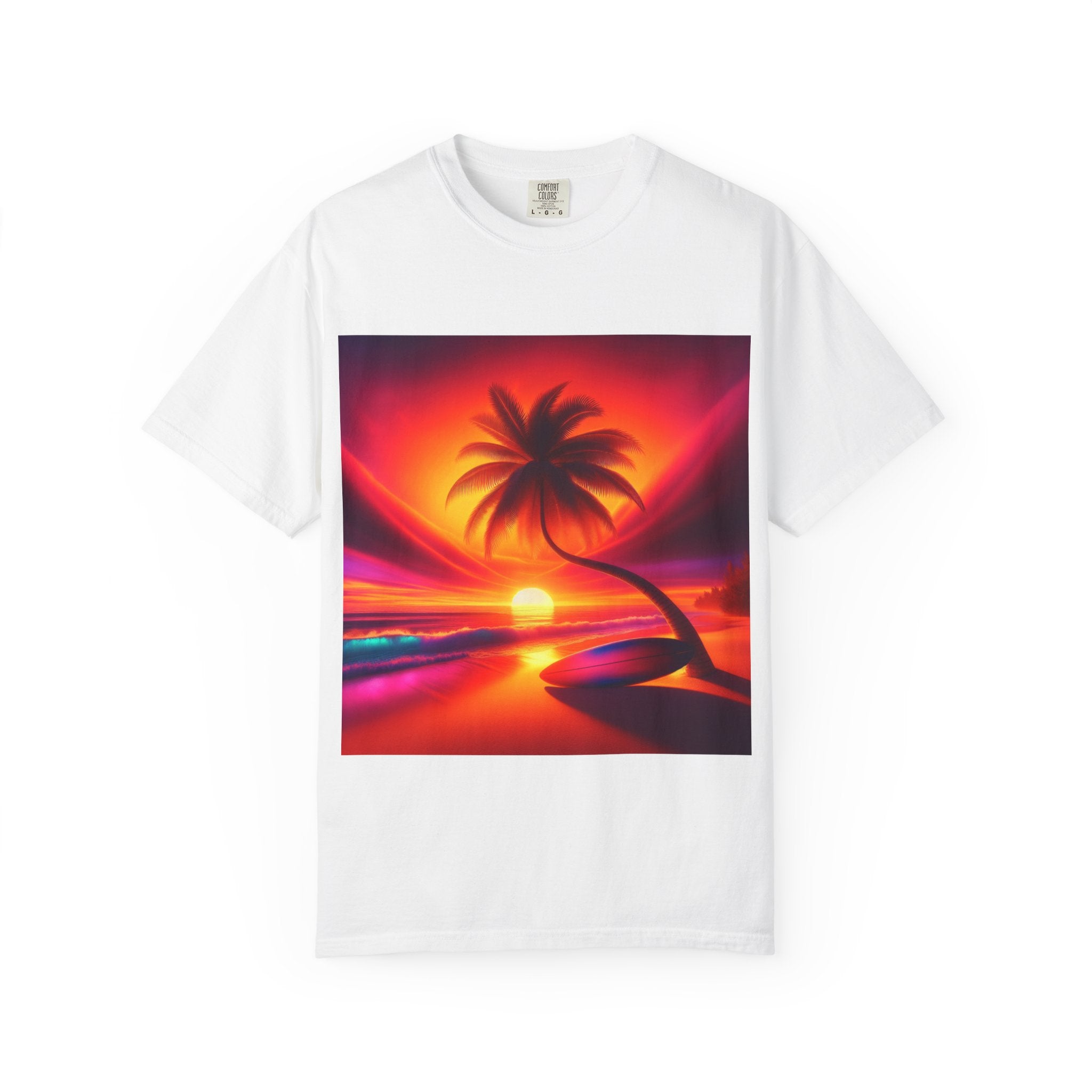 Tropical Sunset T-shirt, Unisex Shirt, Gift for Beach Lovers, Casual Summer Wear, Vacation Tee, Relaxed Fit Top