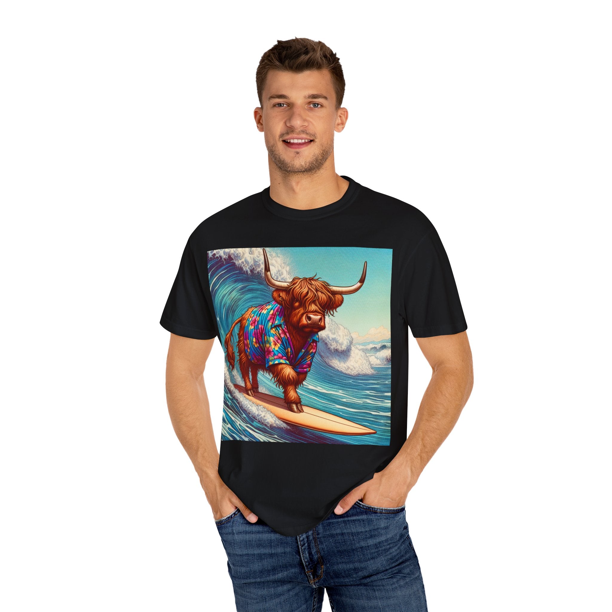 Surfing Highland Cow Unisex T-shirt | Fun Casual Tee for Summer Adventures, Beach Days, Gifts for Cow Lovers, Surfing Enthusiasts, [...]