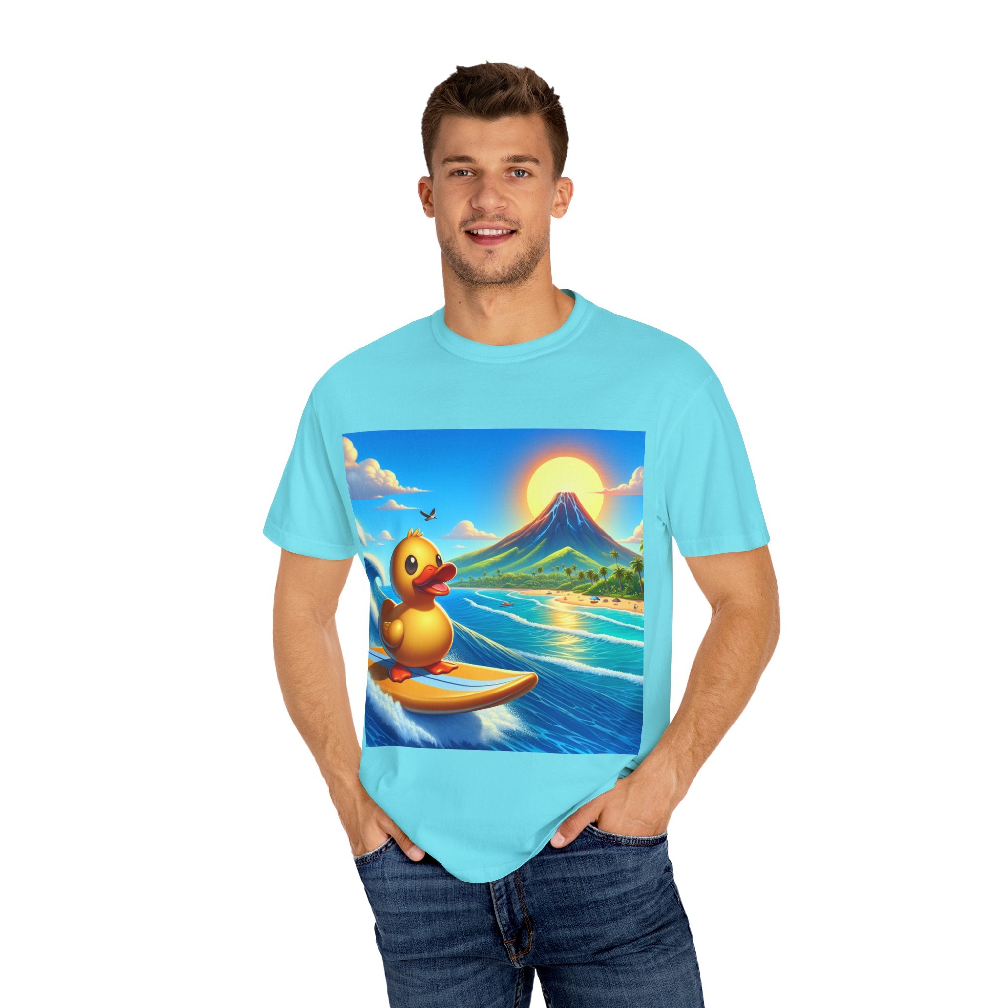 Surfing Duck Unisex Shirt, Fun Graphic Tee, Casual Wear, Summer Vibes, Beach Party T-shirt, Gift for Water Lovers