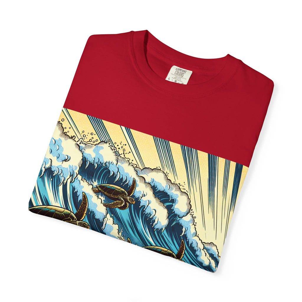 Ocean Wave T-Shirt with Sea Turtles, Eco-Friendly Apparel, Beach Lover Gift, Unisex Casual Wear, Summer Vibes Shirt, Gift for Ocean Lovers