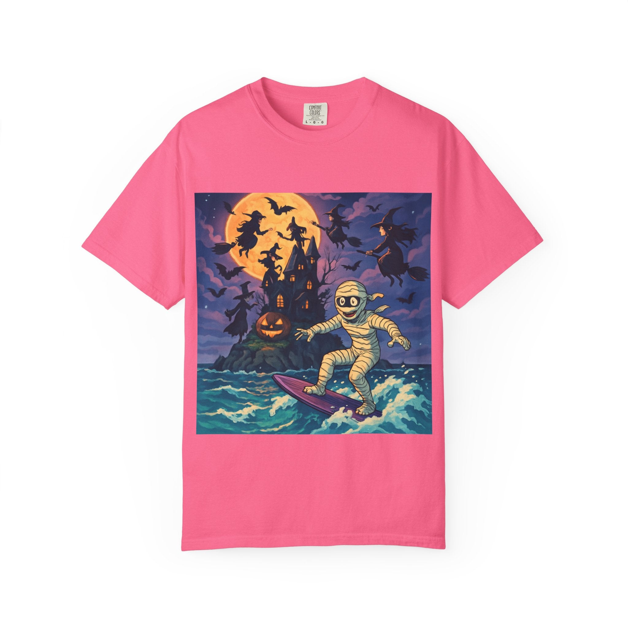 Surfer Moonlight T-Shirt - Garment-Dyed Unisex Tee, Beach Vibes, Summer Essentials, Retro Art, Gift for Surfers