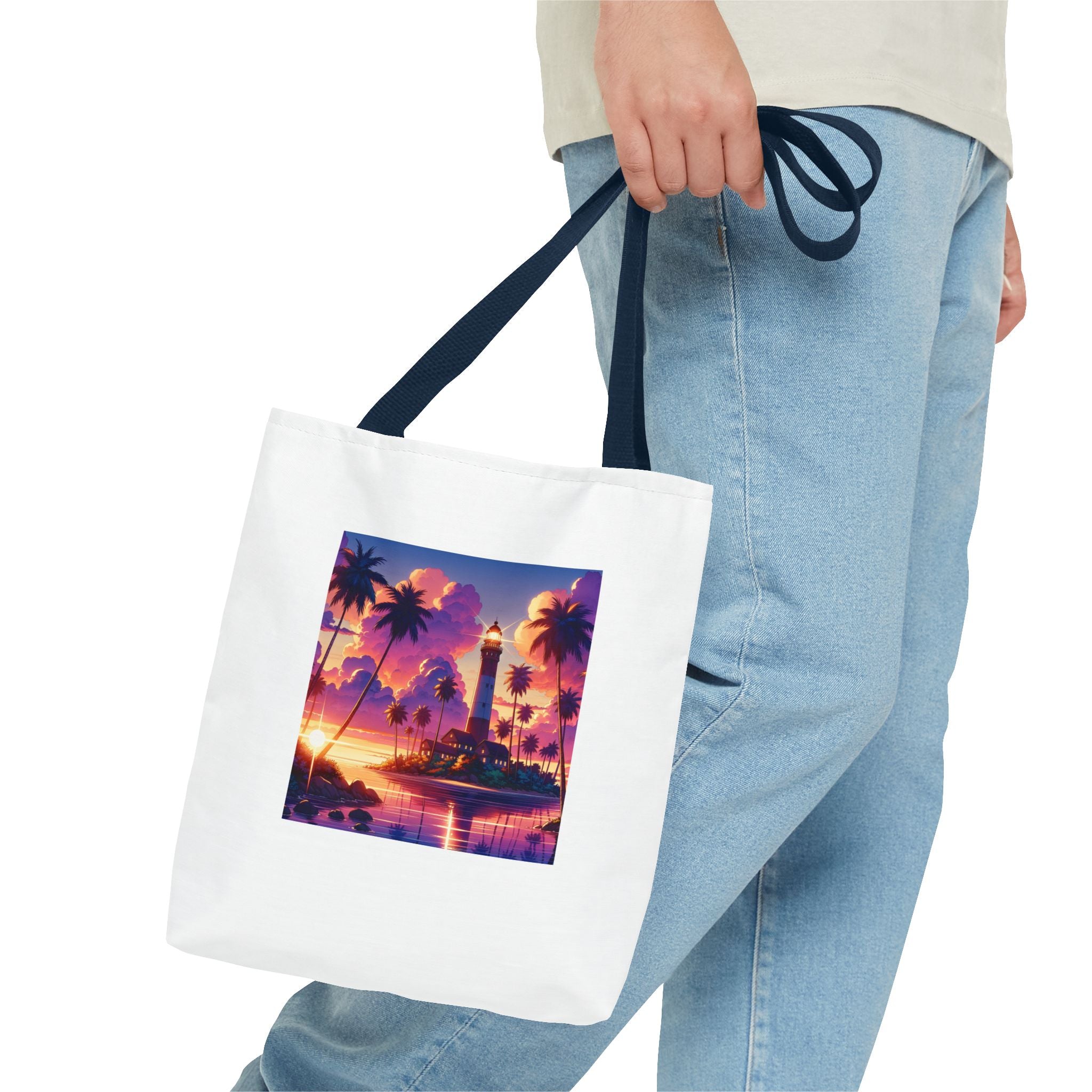 Tote Bag with Lighthouse Design | Beach Bag, Travel Tote, Vacation Accessory, Gift for Ocean Lovers, Summer Tote