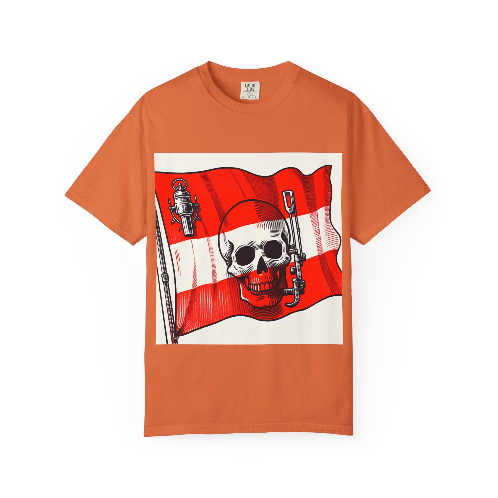 Skull and Flag Unisex T-Shirt, Casual Wear, Graphic Tee, Street Style Fashion, Unique Gift, Summer Outfit