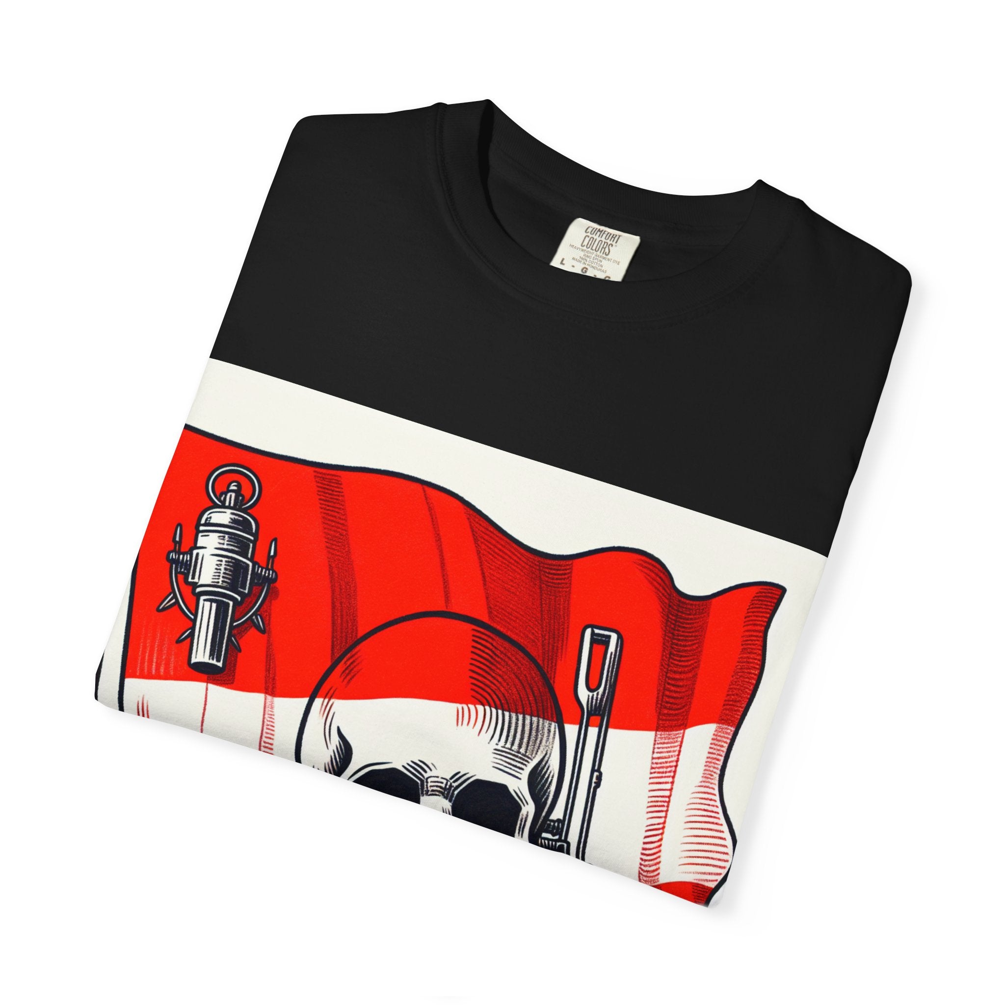 Skull and Flag Unisex T-Shirt, Casual Wear, Graphic Tee, Street Style Fashion, Unique Gift, Summer Outfit