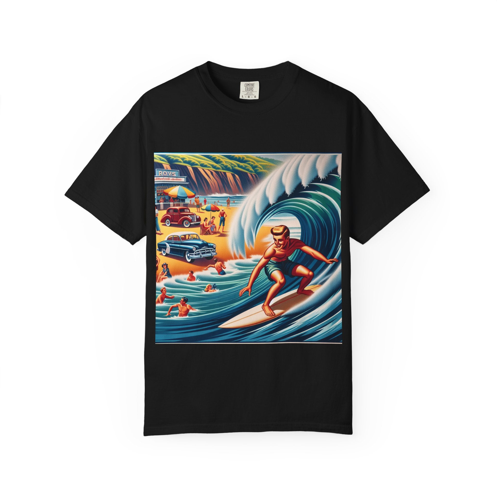 Vintage Surfing T-Shirt, Beach Vibes Tee, Unisex Garment-Dyed Shirt, Summer Apparel, Perfect for Surfers, Surfing Lovers Gift
