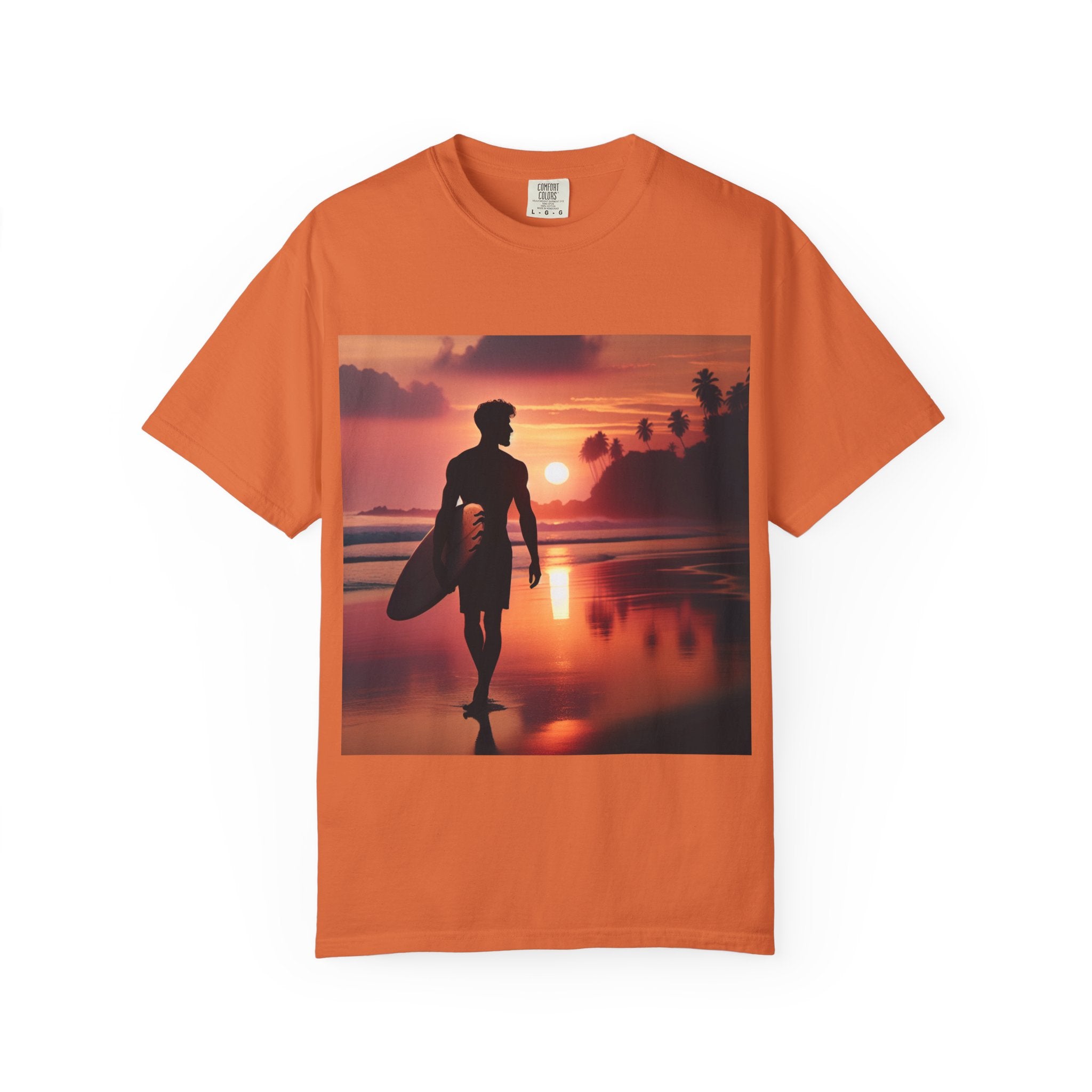 Sunset Surfer Unisex T-Shirt, Beach Vibes Tee, Perfect for Summer, Gift for Surfers, Casual Wear, Vacation Outfit, Surfing Apparel