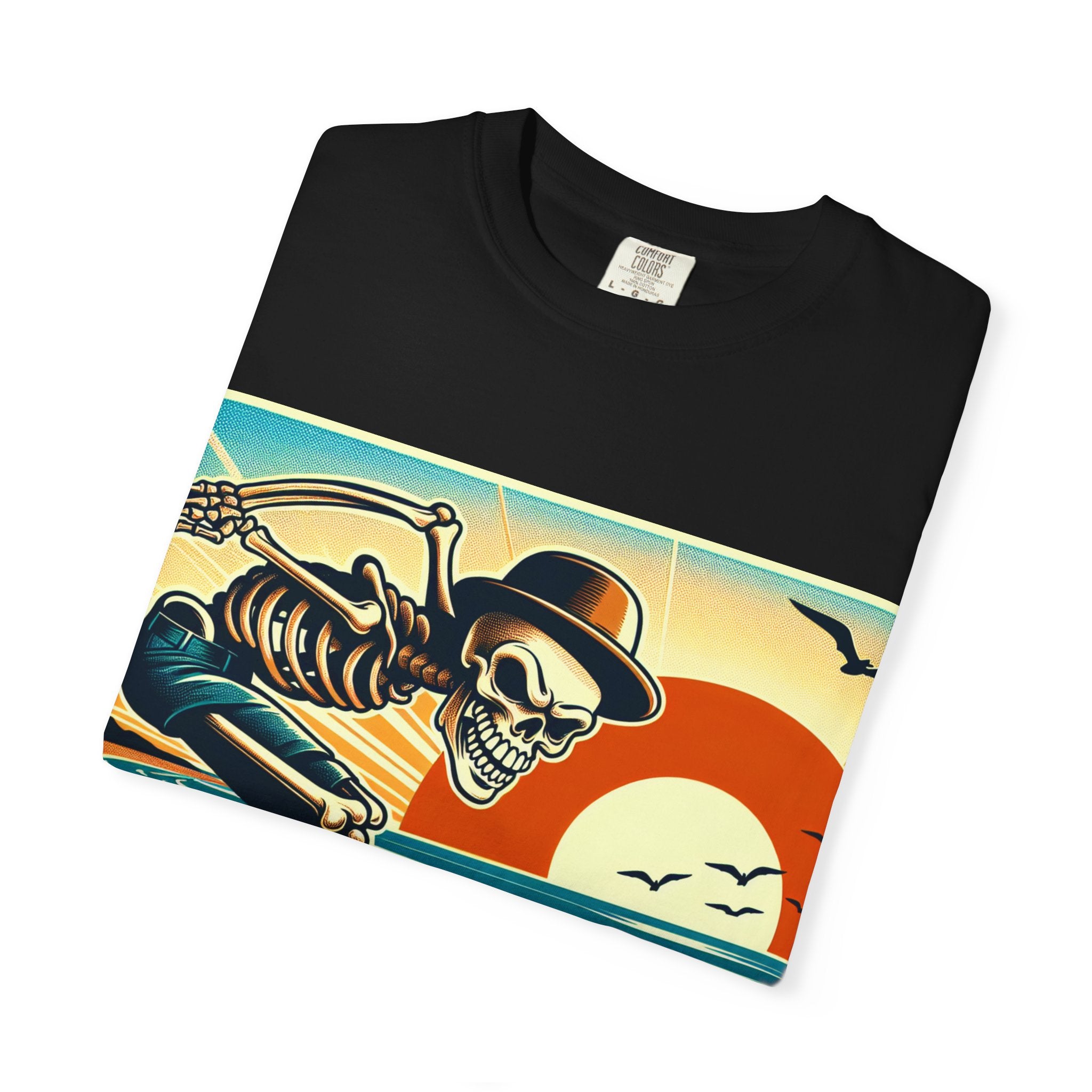 Skeleton Skateboarder Unisex T-Shirt, Beach Vibe Tee, Summer Fashion, Gift for Skaters, Casual Wear, Unique Graphic Tee