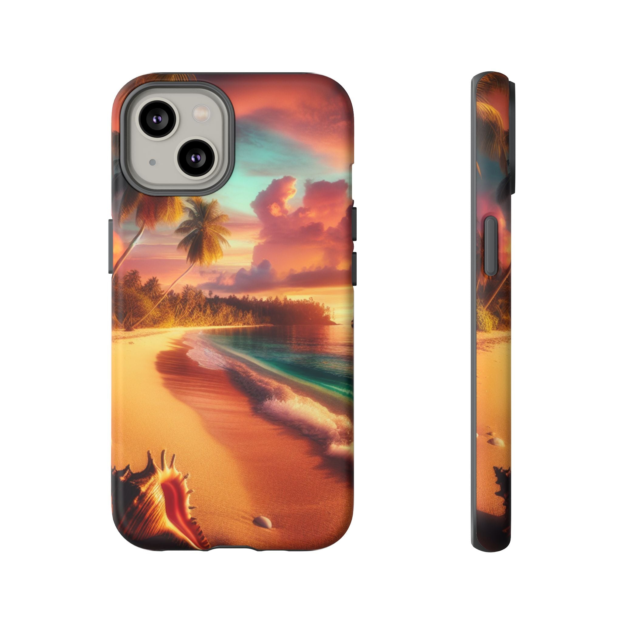 Tough Cases Beach Sunset Phone Case, Tropical Vibe, Gift for Vacation Lovers, Summer Accessory, Shell Design Decor