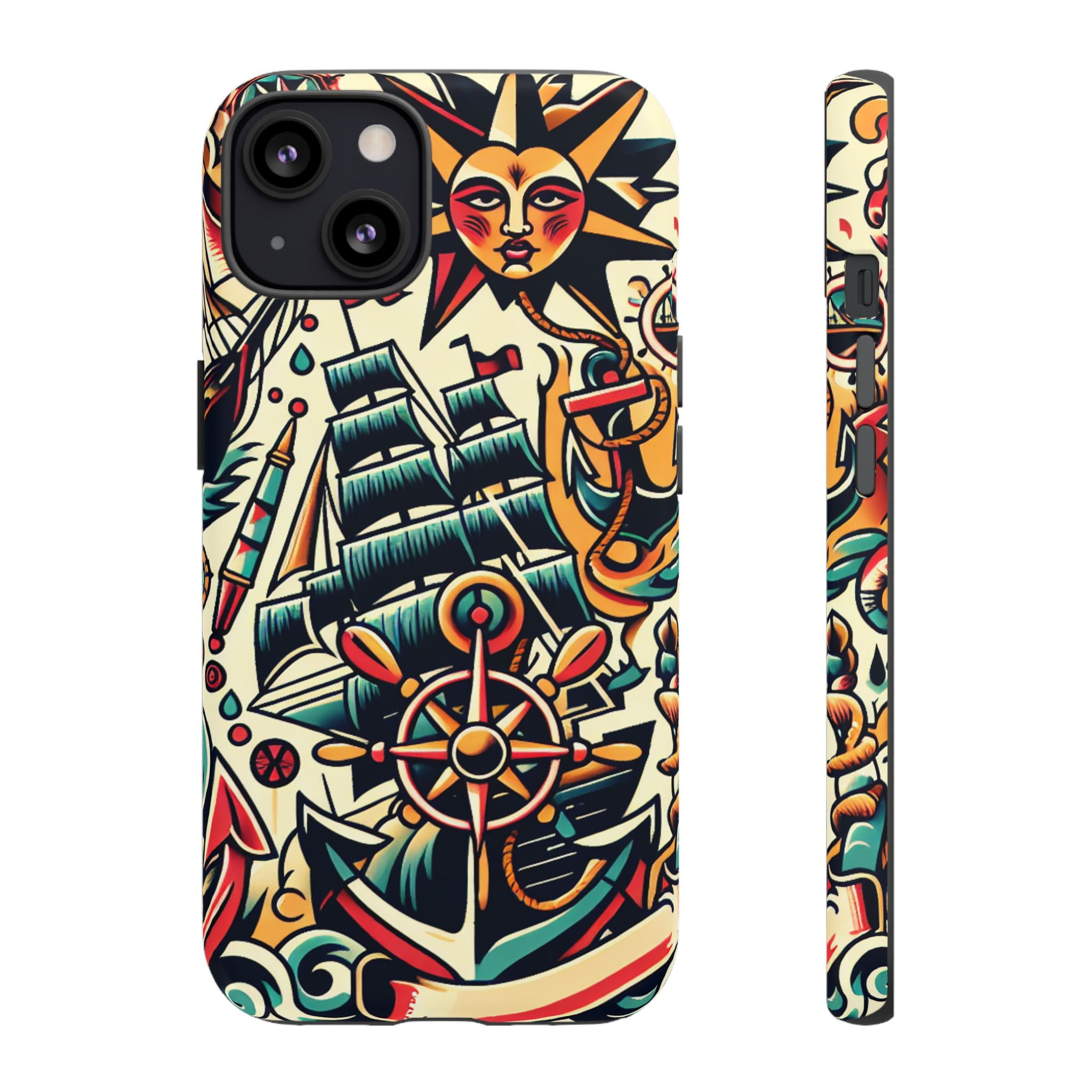 Tattoo-Inspired Phone Case - Nautical Adventure Design, Unique Gift, Sailor Style, Sea Lover Accessory, Artistic Protection