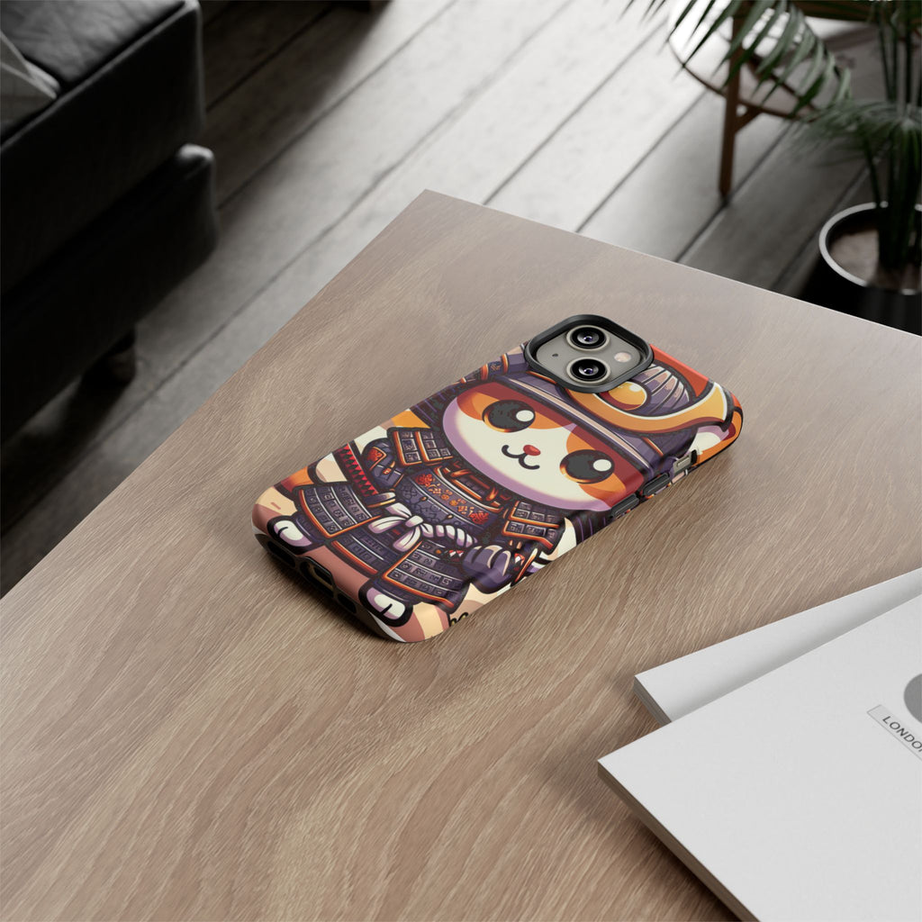 Cute Cat Samurai Phone Case, Kawaii Armor Phone Cover, Unique Pet Gift, Animal Lover Accessory, Fun Tech Protection