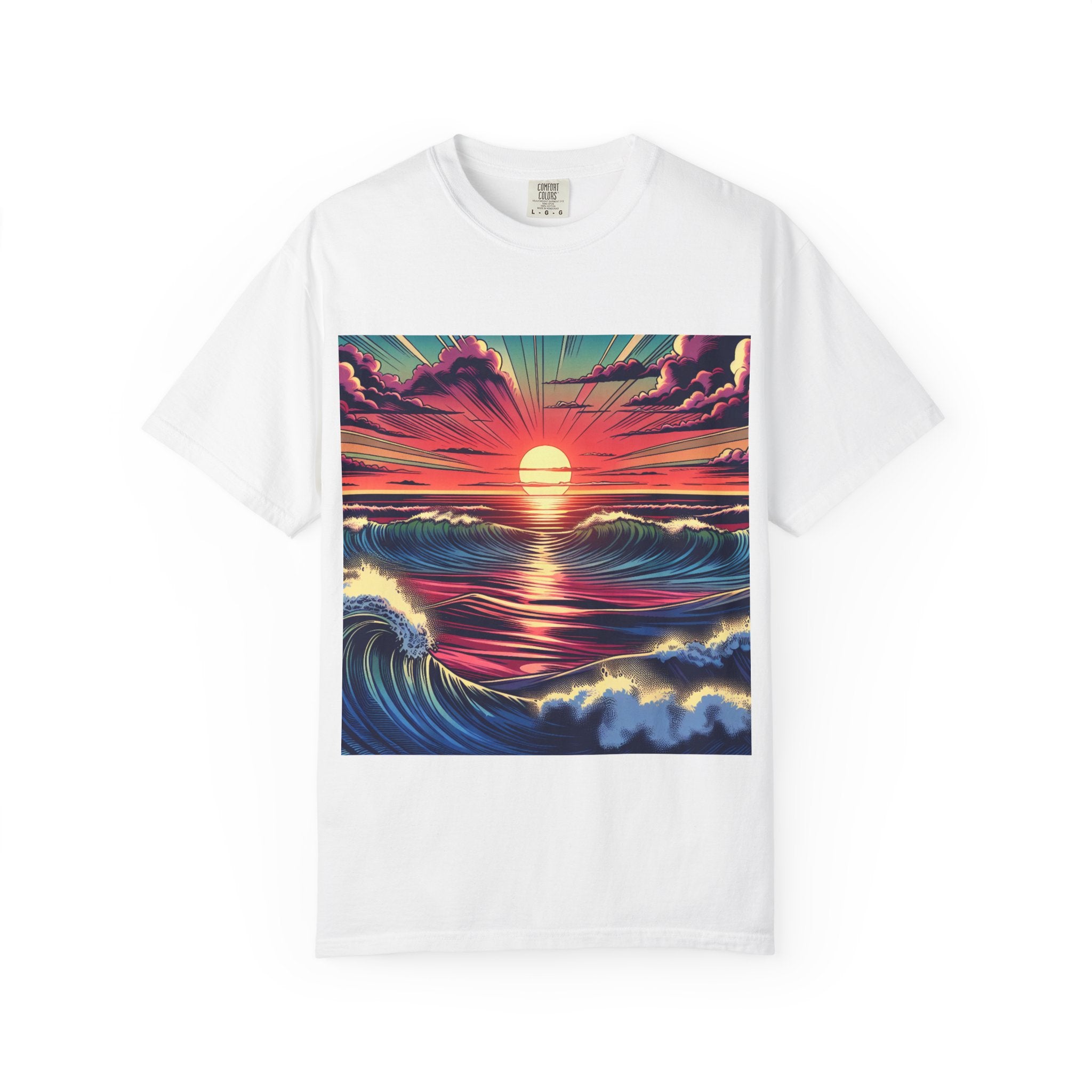 Sunset Waves Unisex T-Shirt | Beach Vibes, Summer Apparel, Ocean Lover Gift, Casual Wear, Graphic Tee