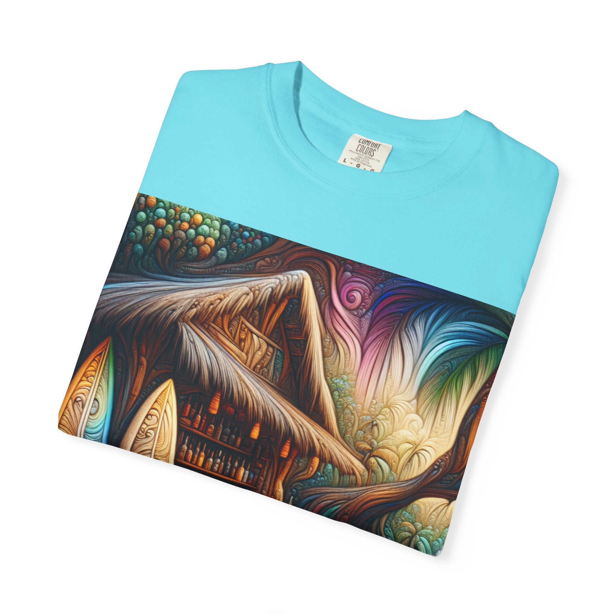 Tropical Vibe T-Shirt, Surf House Art Tee, Beach Lover's Unisex T-Shirt, Summer Apparel, Vacation Mood Shirt
