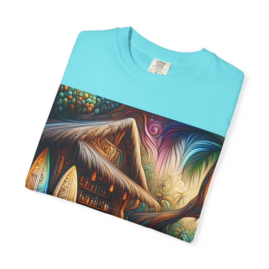 Tropical Vibe T-Shirt, Surf House Art Tee, Beach Lover's Unisex T-Shirt, Summer Apparel, Vacation Mood Shirt