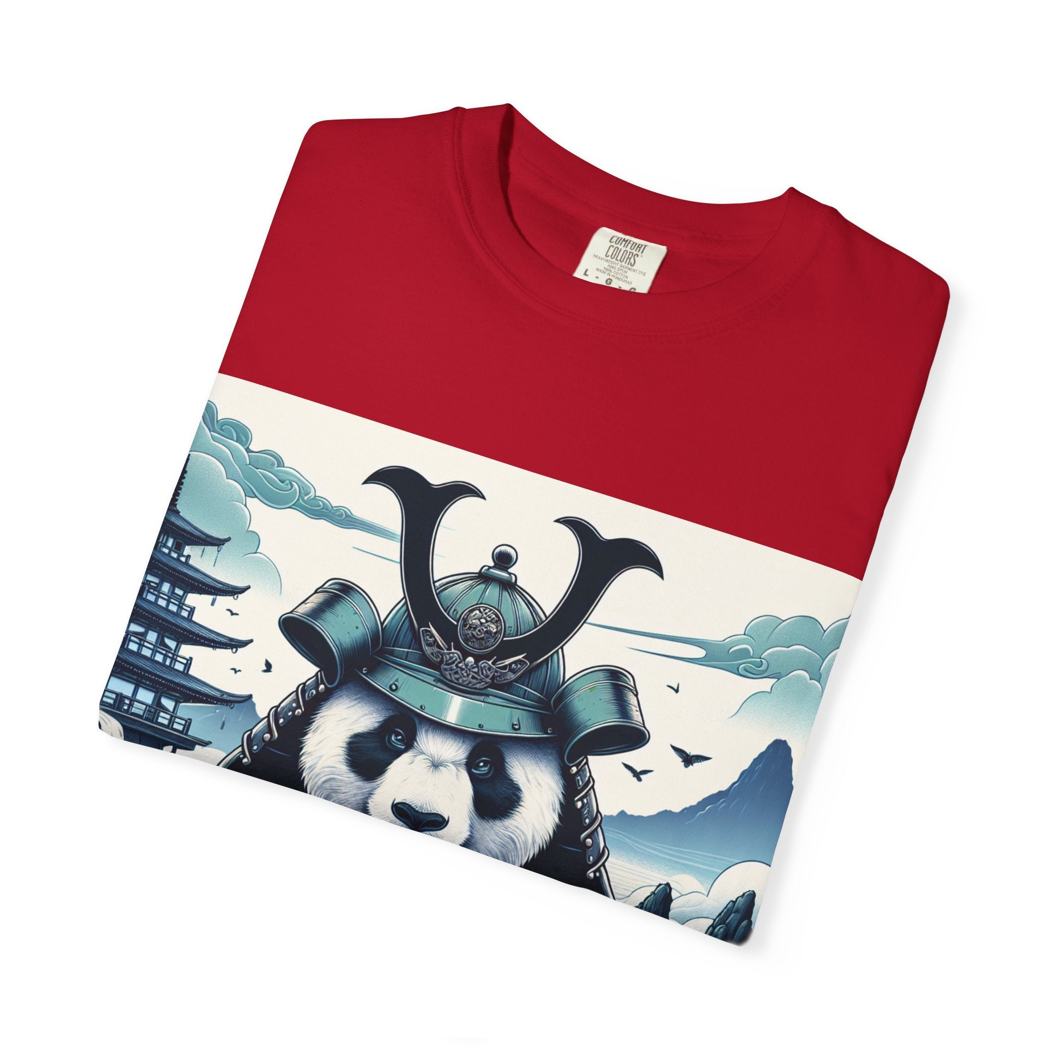 Samurai Panda T-Shirt - Unique Garment-Dyed Tee for Animal Lovers, Anime Fans, Gifts, Casual Wear, Birthday Celebrations