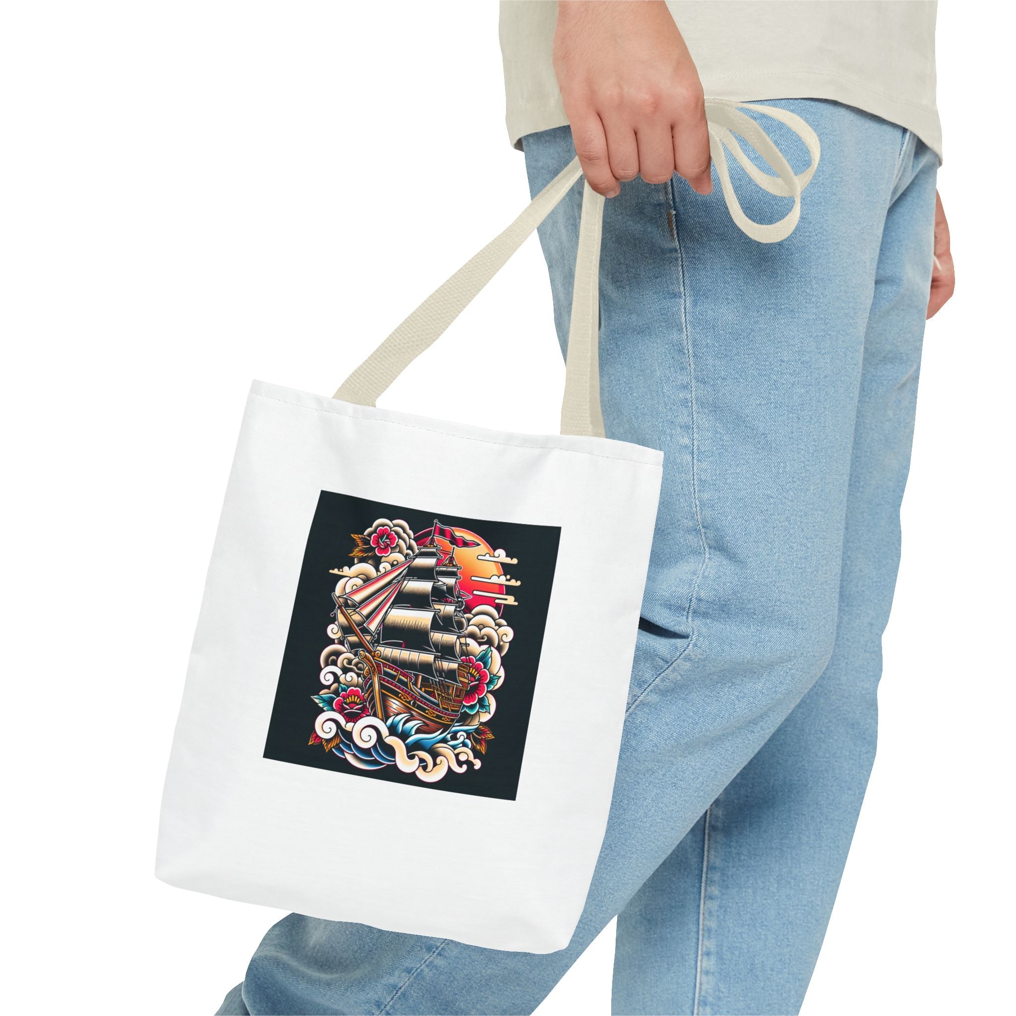 Pirate Ship Tote Bag, Nautical Tote for Adventurers, Eco-Friendly Shopper, Unique Gift for Travelers, Stylish Beach Bag