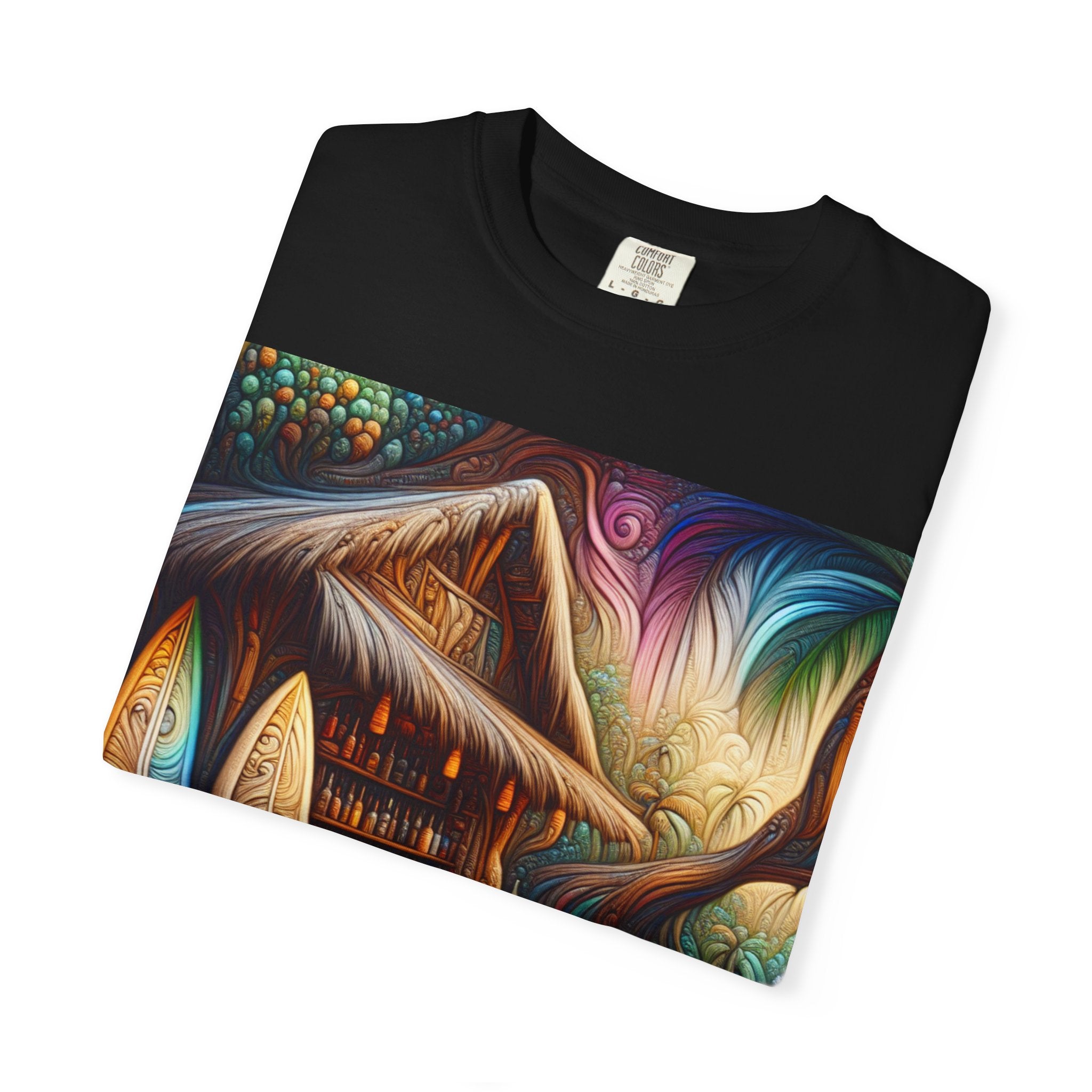 Tropical Vibe T-Shirt, Surf House Art Tee, Beach Lover's Unisex T-Shirt, Summer Apparel, Vacation Mood Shirt