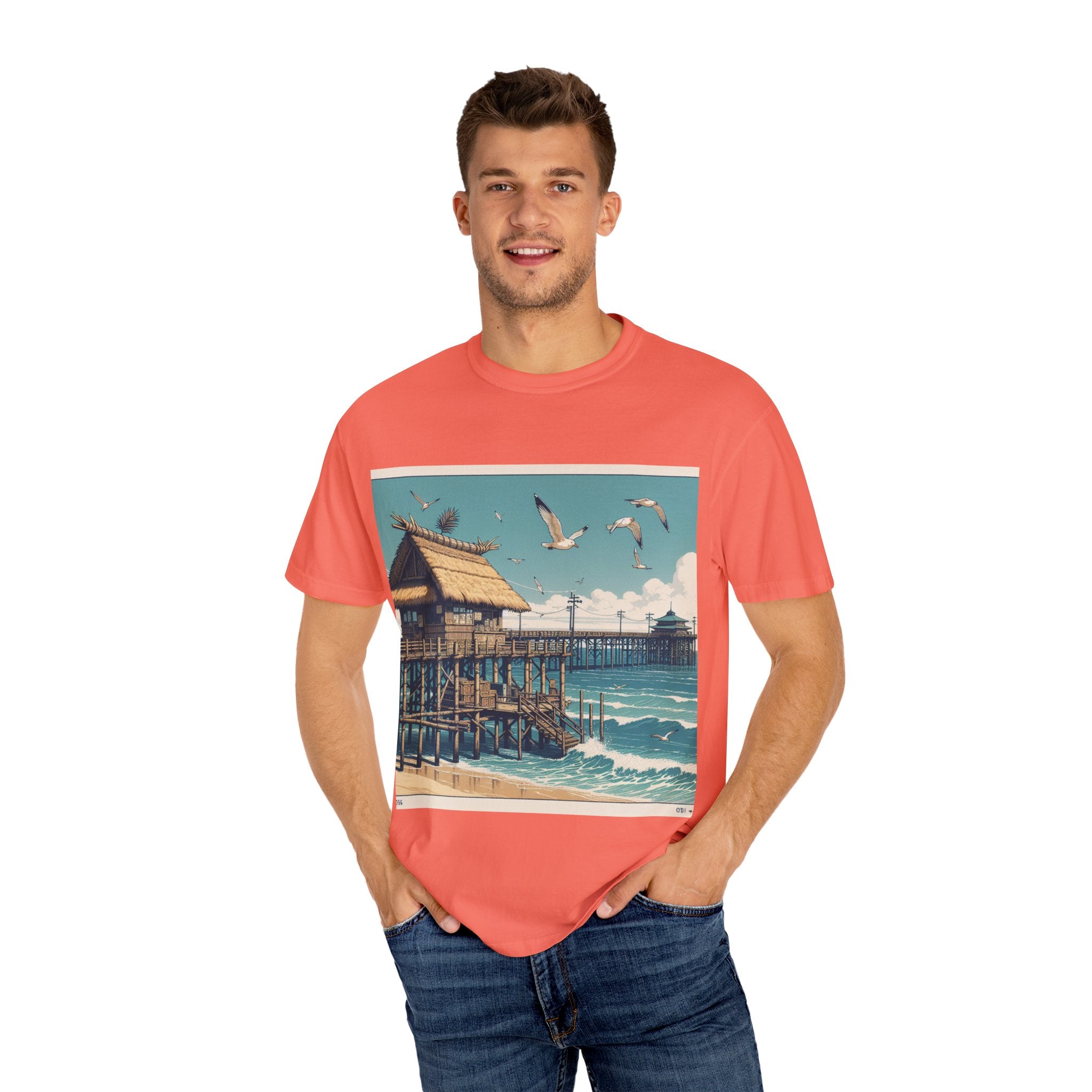 Beach-Inspired Unisex T-shirt, Relaxed Tee, Casual Summer Wear, Ocean Artwork, Vacation Essentials, Gift for Nature Lovers