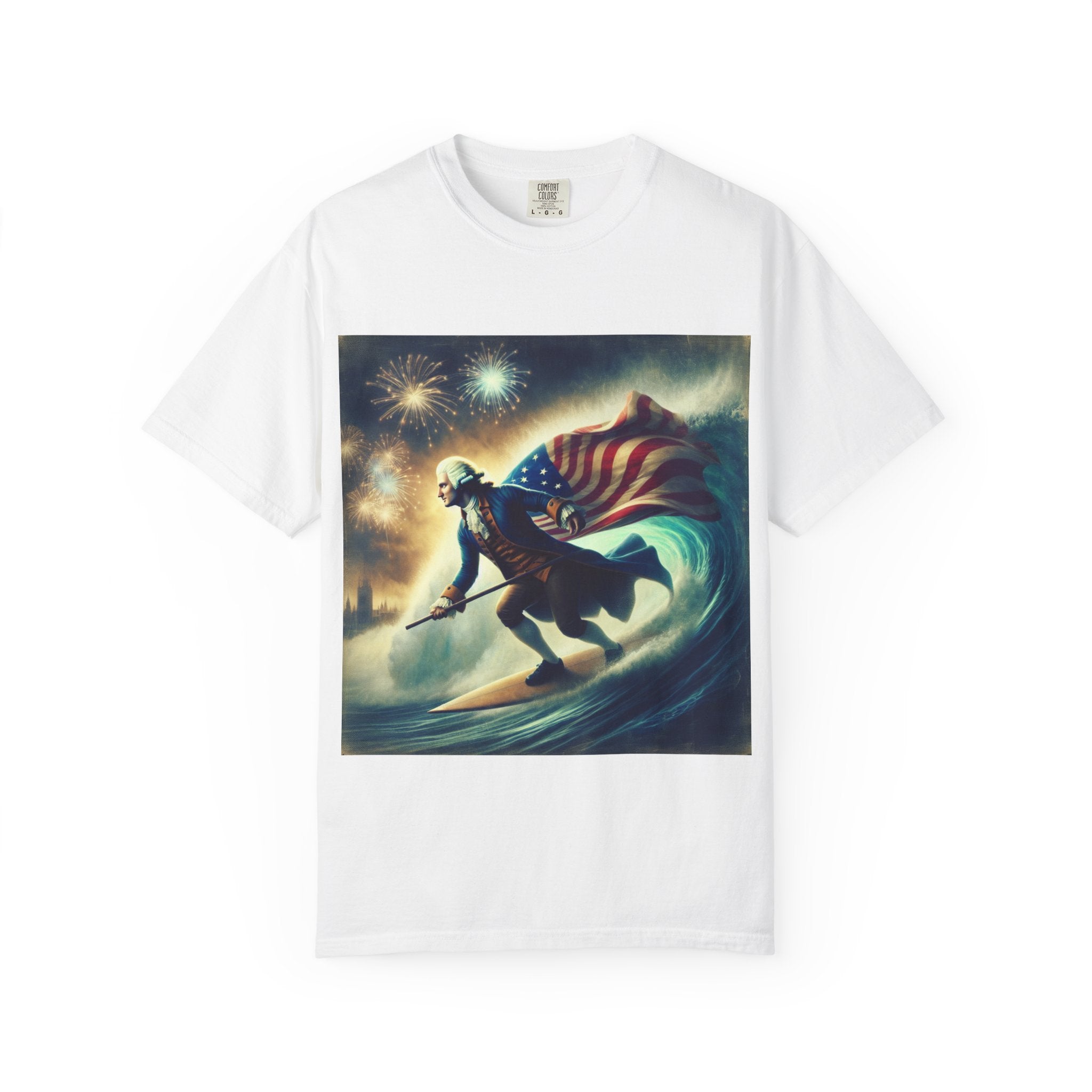 Patriotic Surfing T-Shirt, 4th of July Tee, Unisex Casual Shirt, Gift for Surfers, Independence Day Apparel